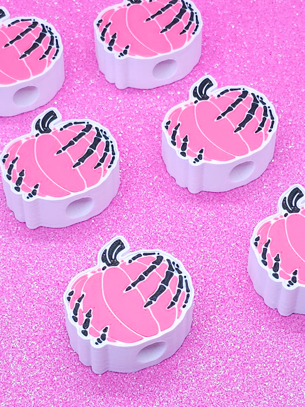 Pink Pumpkin & Skeleton Straw Topper