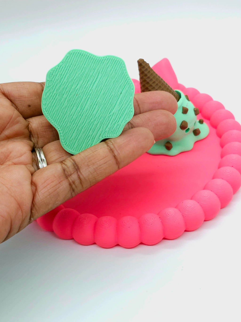 Upside Down Melting Ice Cream Cone Fidget Clicker Keychain