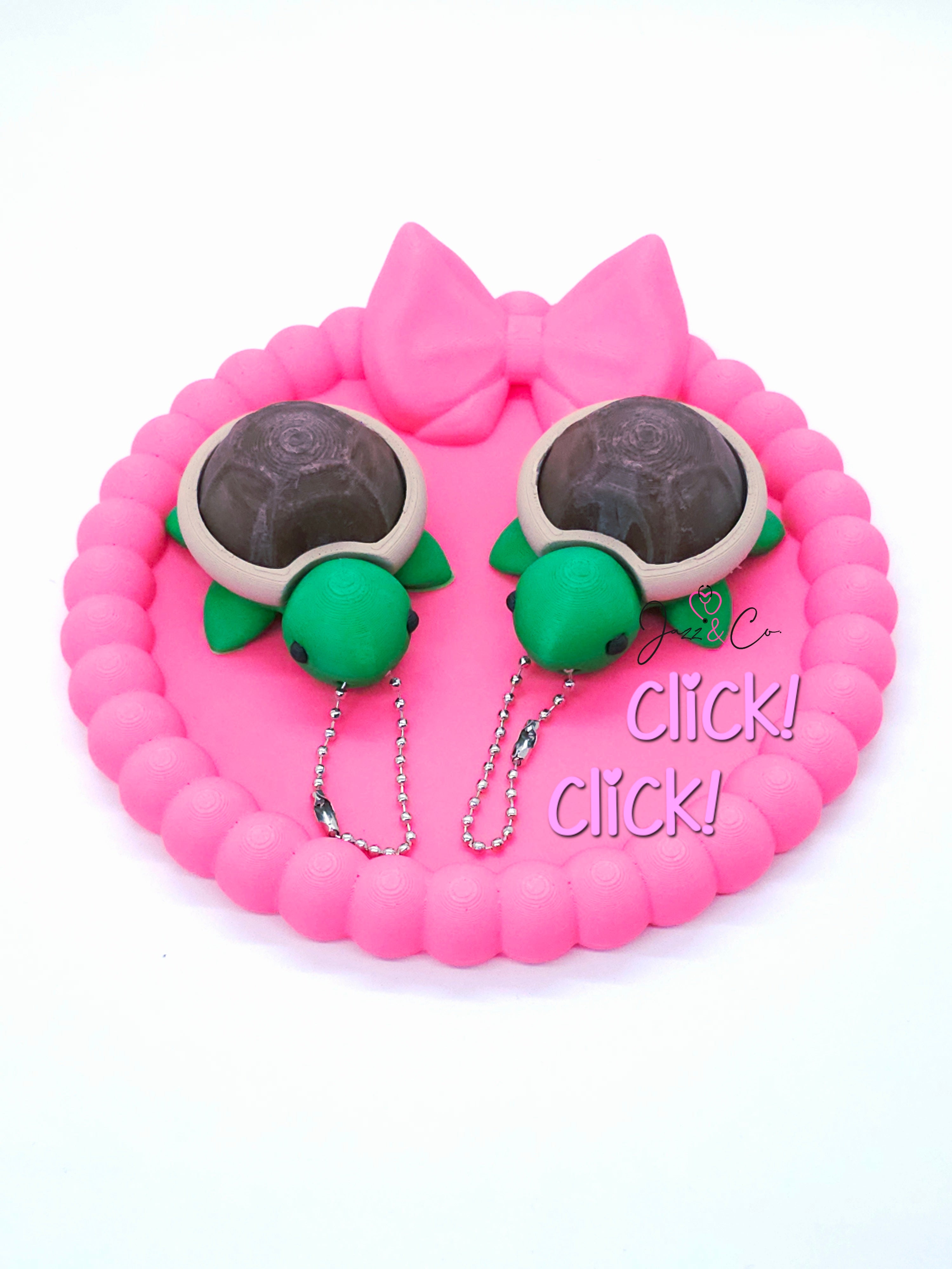 Turtle 3D Printed Fidget Clicker Keychain