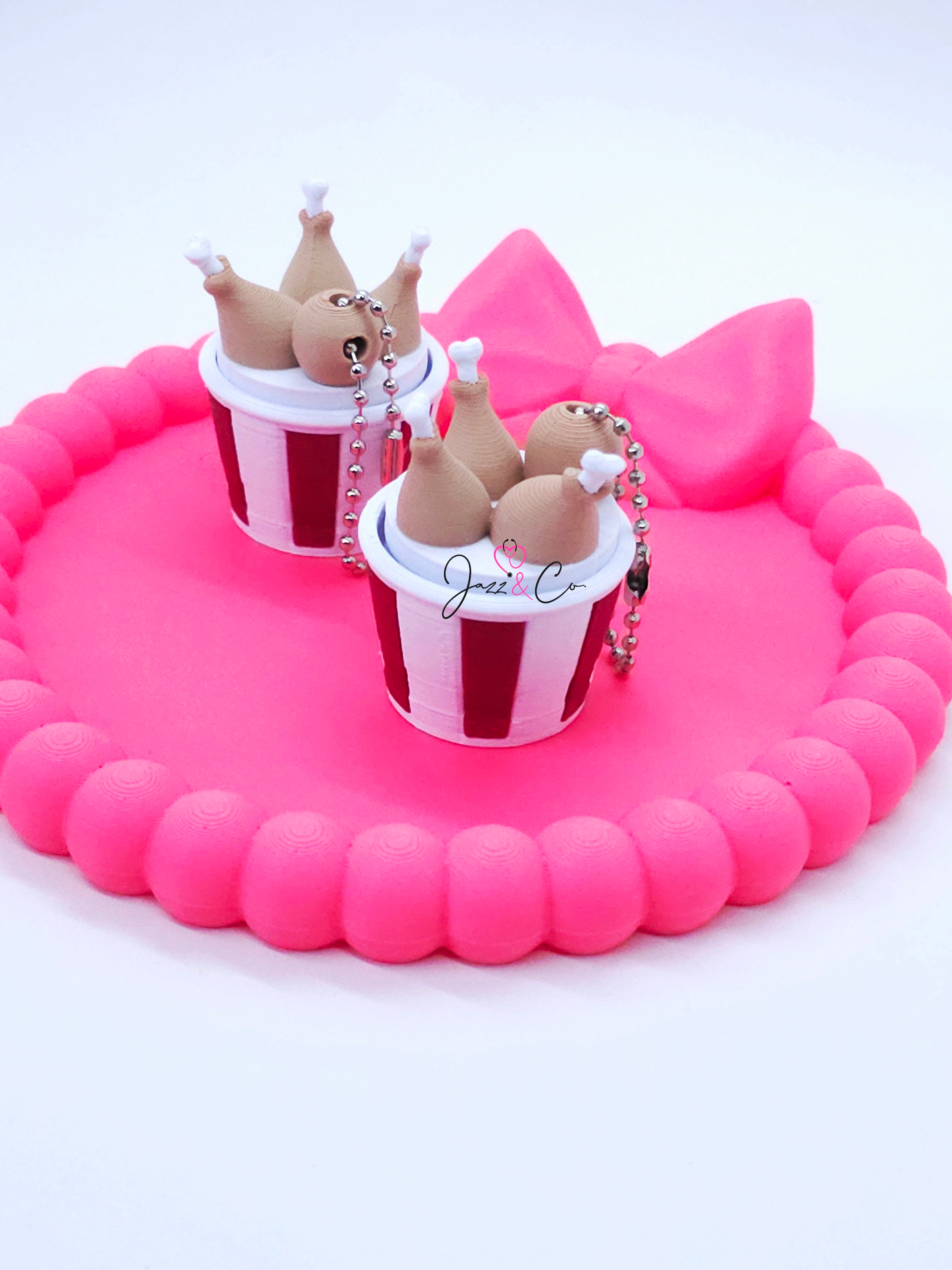 Fried Chicken Bucket 3D Printed Fidget Clicker Keychain
