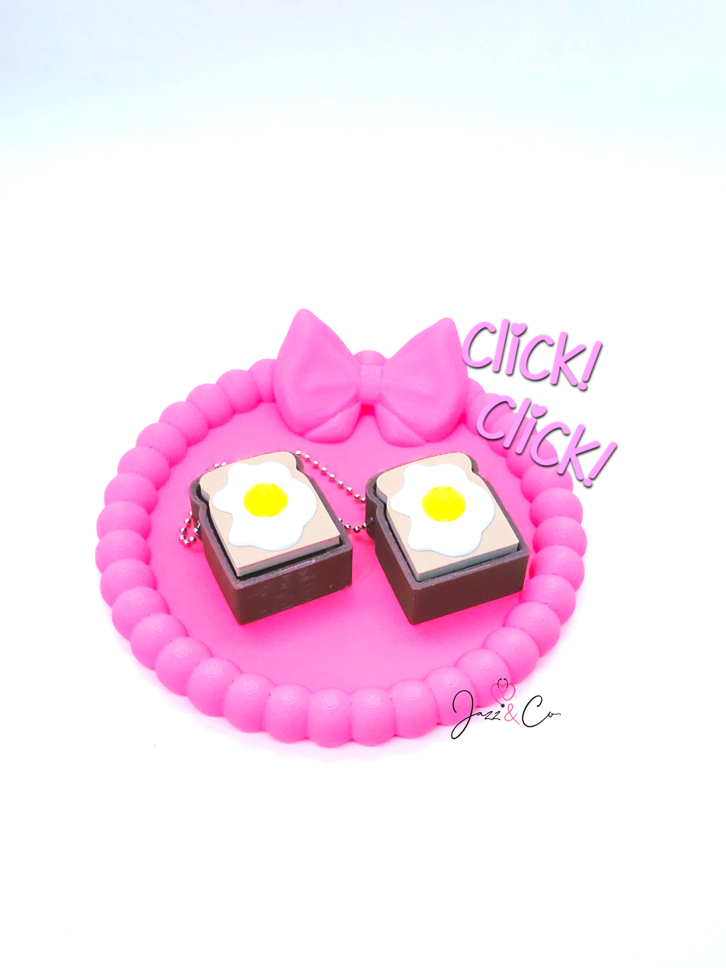 Fried Egg 3D Printed Fidget Clicker Keychain
