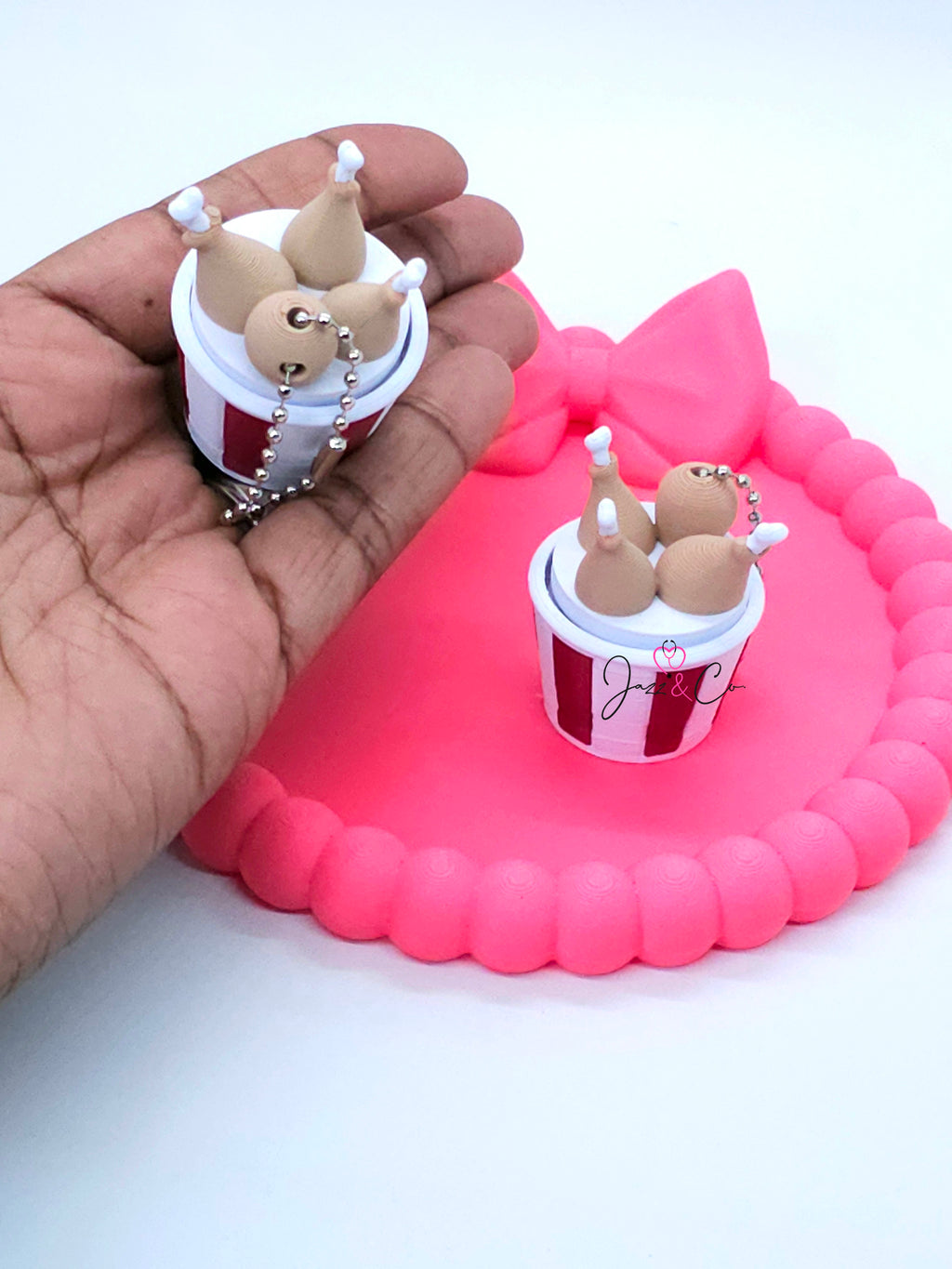 Fried Chicken Bucket 3D Printed Fidget Clicker Keychain