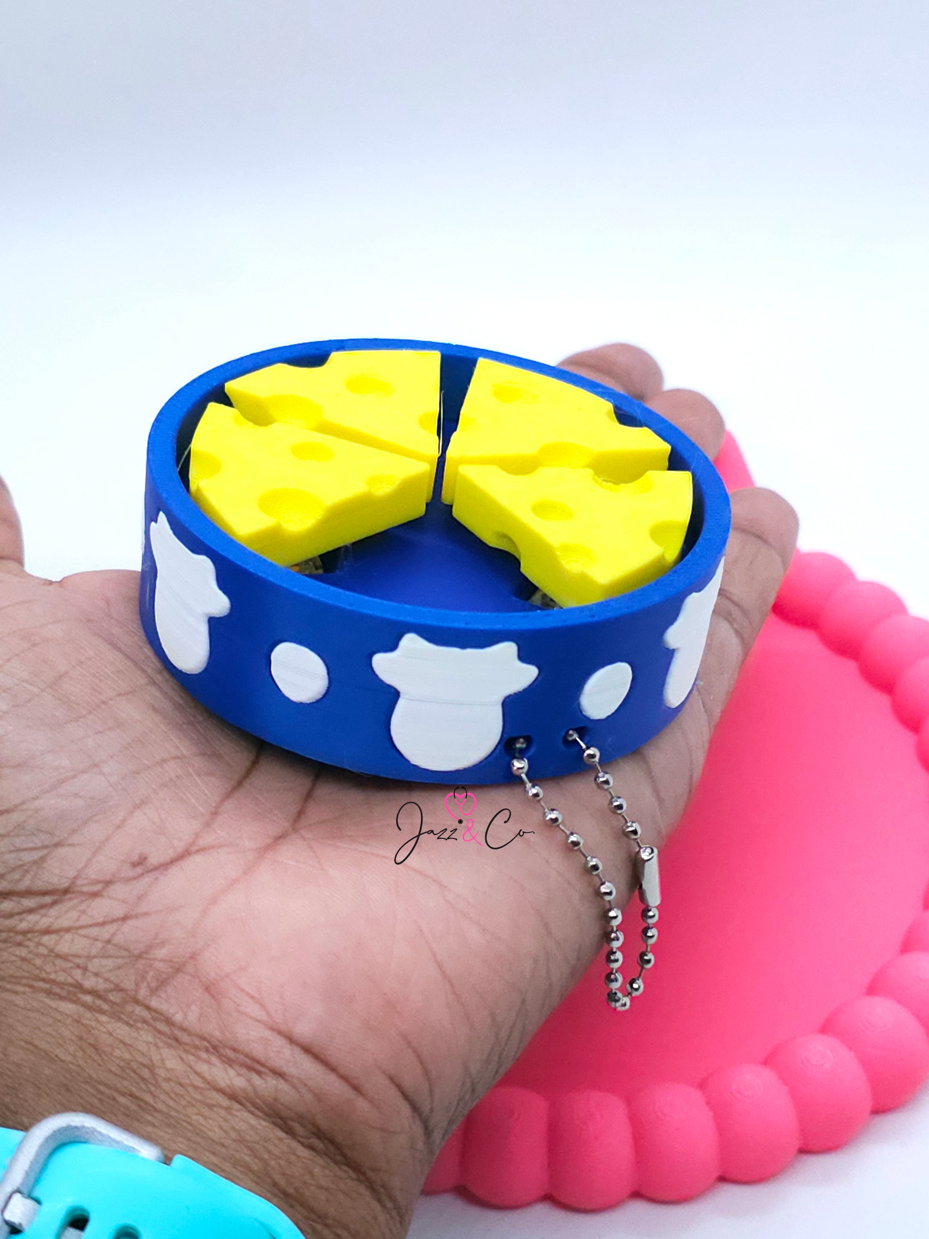 Cheese Wheel Fidget Clicker Keychain