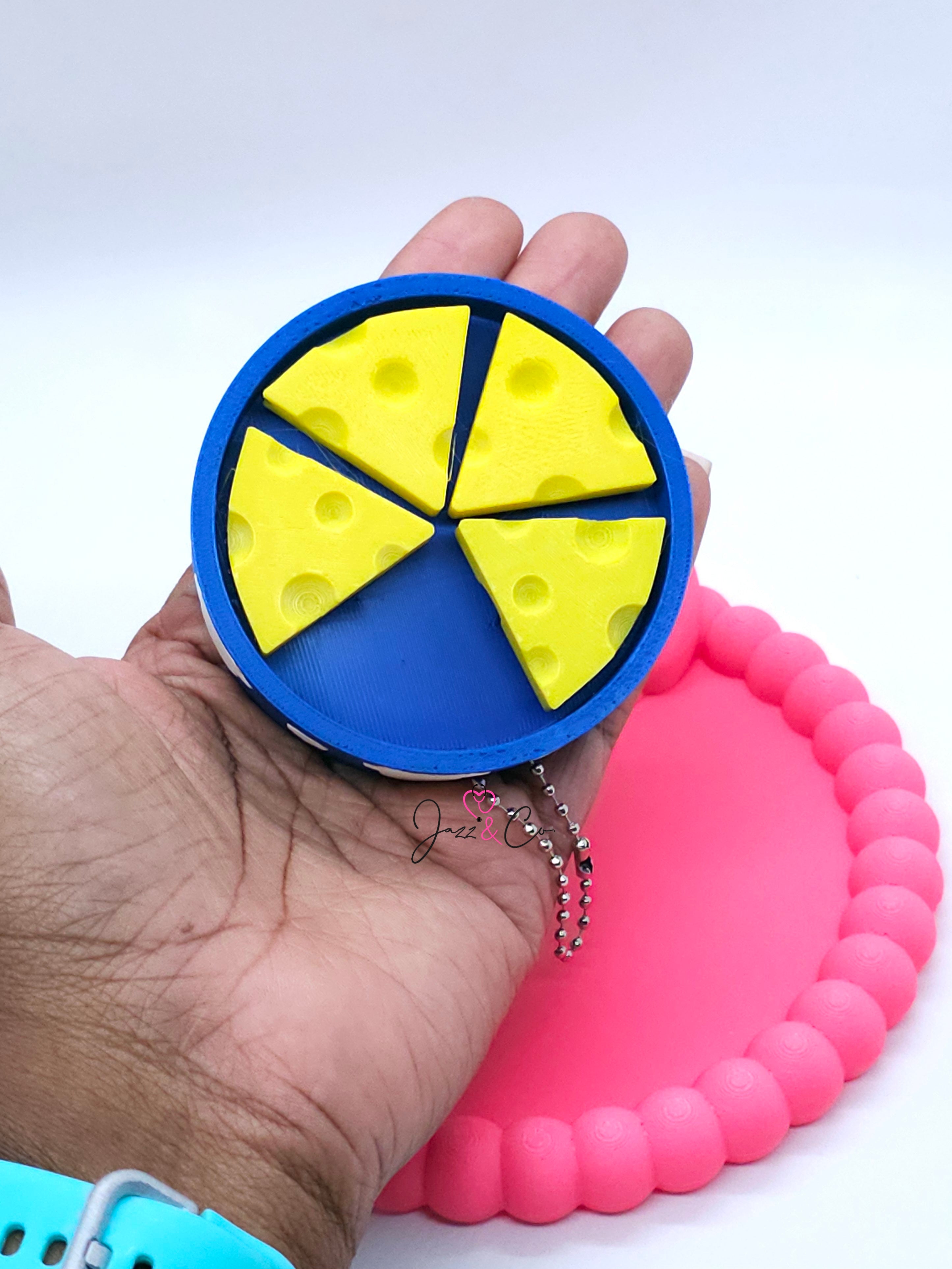 Cheese Wheel Fidget Clicker Keychain