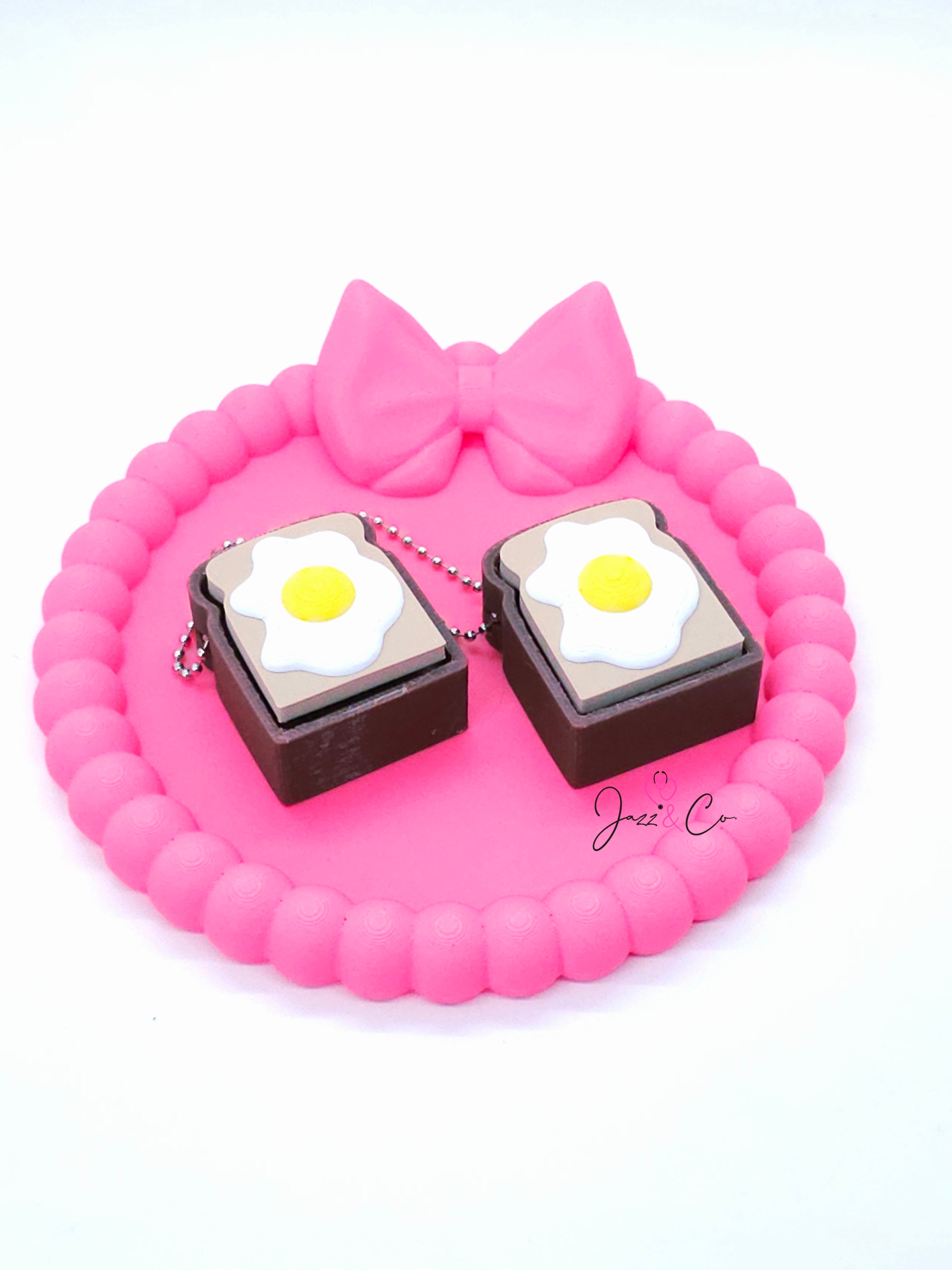 Fried Egg 3D Printed Fidget Clicker Keychain