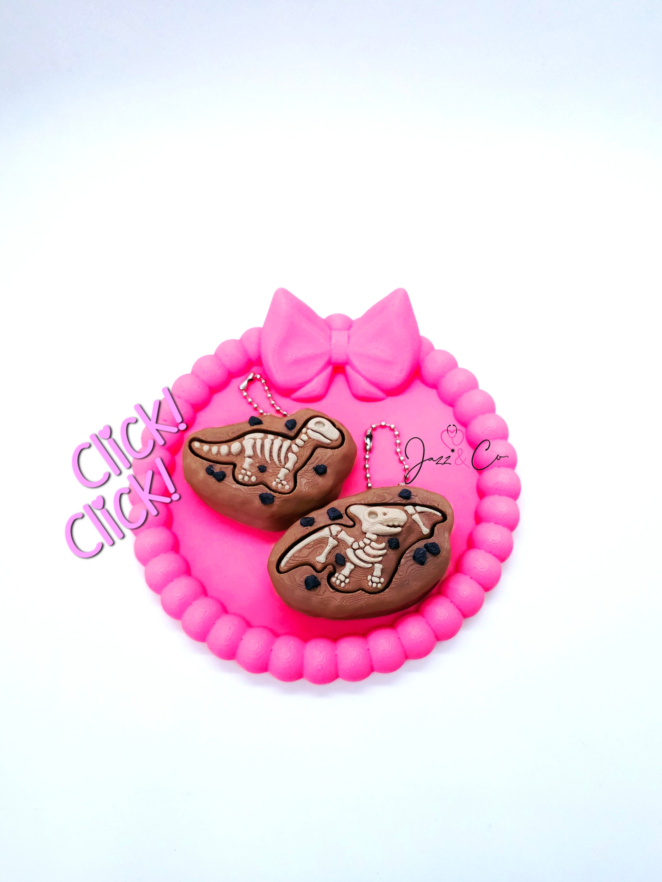 Dinosaur Fossil 3D Printed Fidget Clicker Keychain