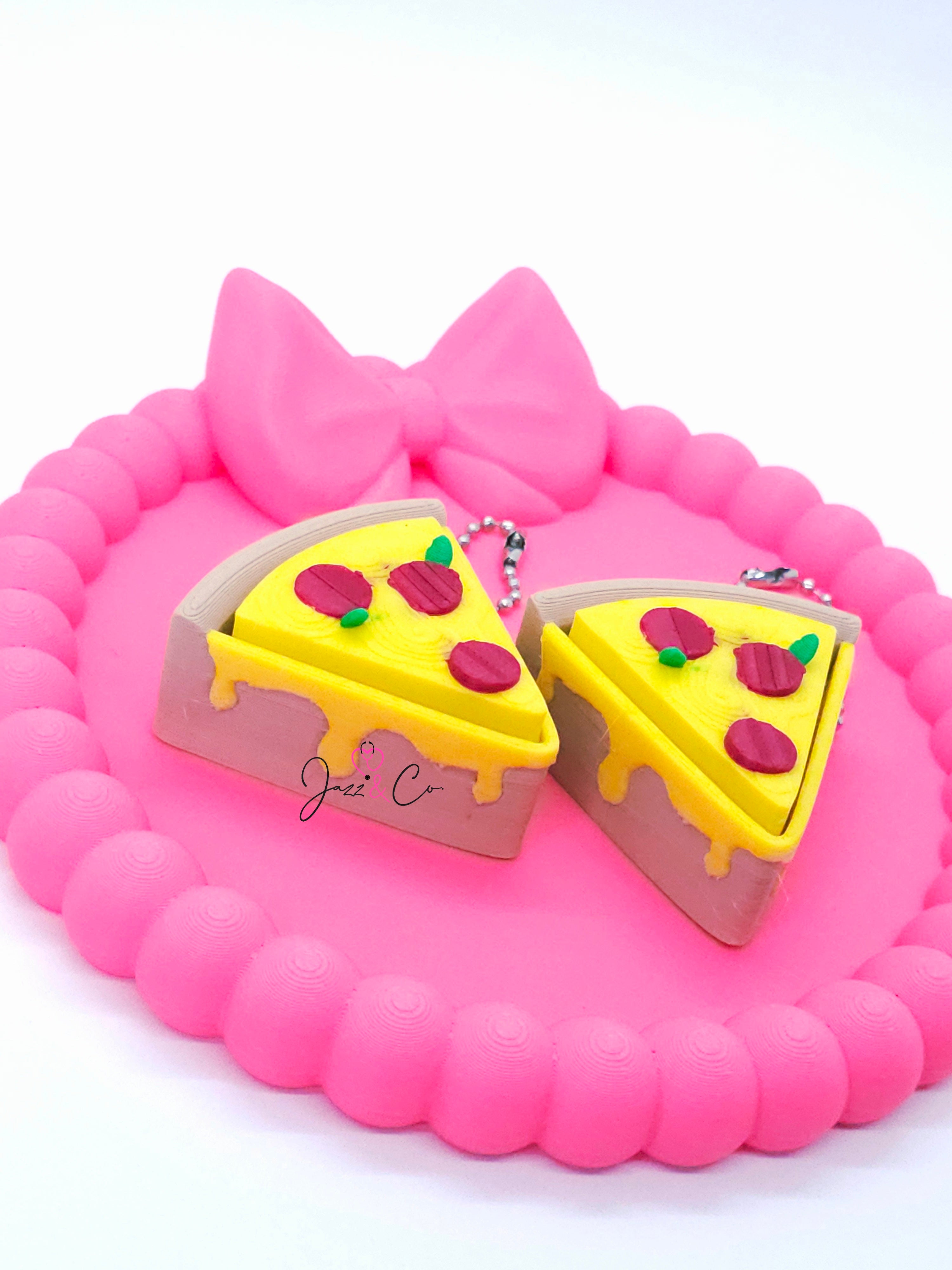 Pizza Slice 3D Printed Fidget Clicker Keychain