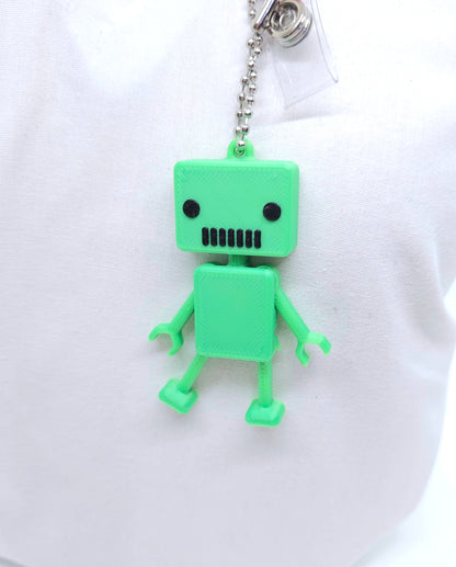 Flexible Mini Robot Badge Reel Charm - Interactive Nurse Accessory