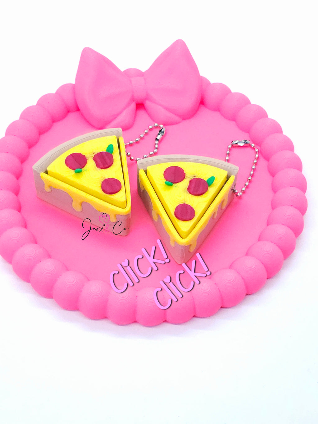 Pizza Slice 3D Printed Fidget Clicker Keychain
