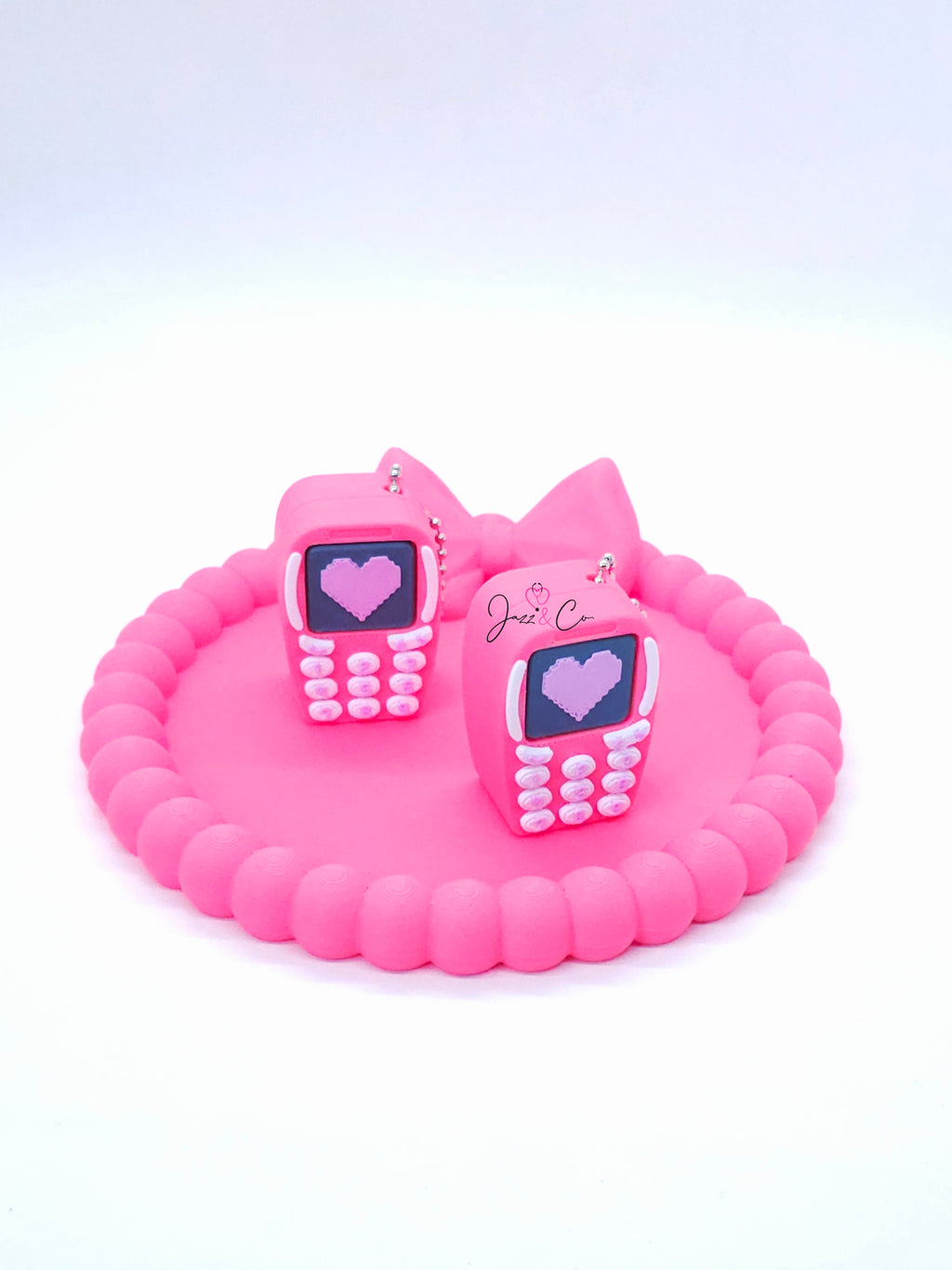 Pink Retro Phone 3D Printed Fidget Clicker Keychain