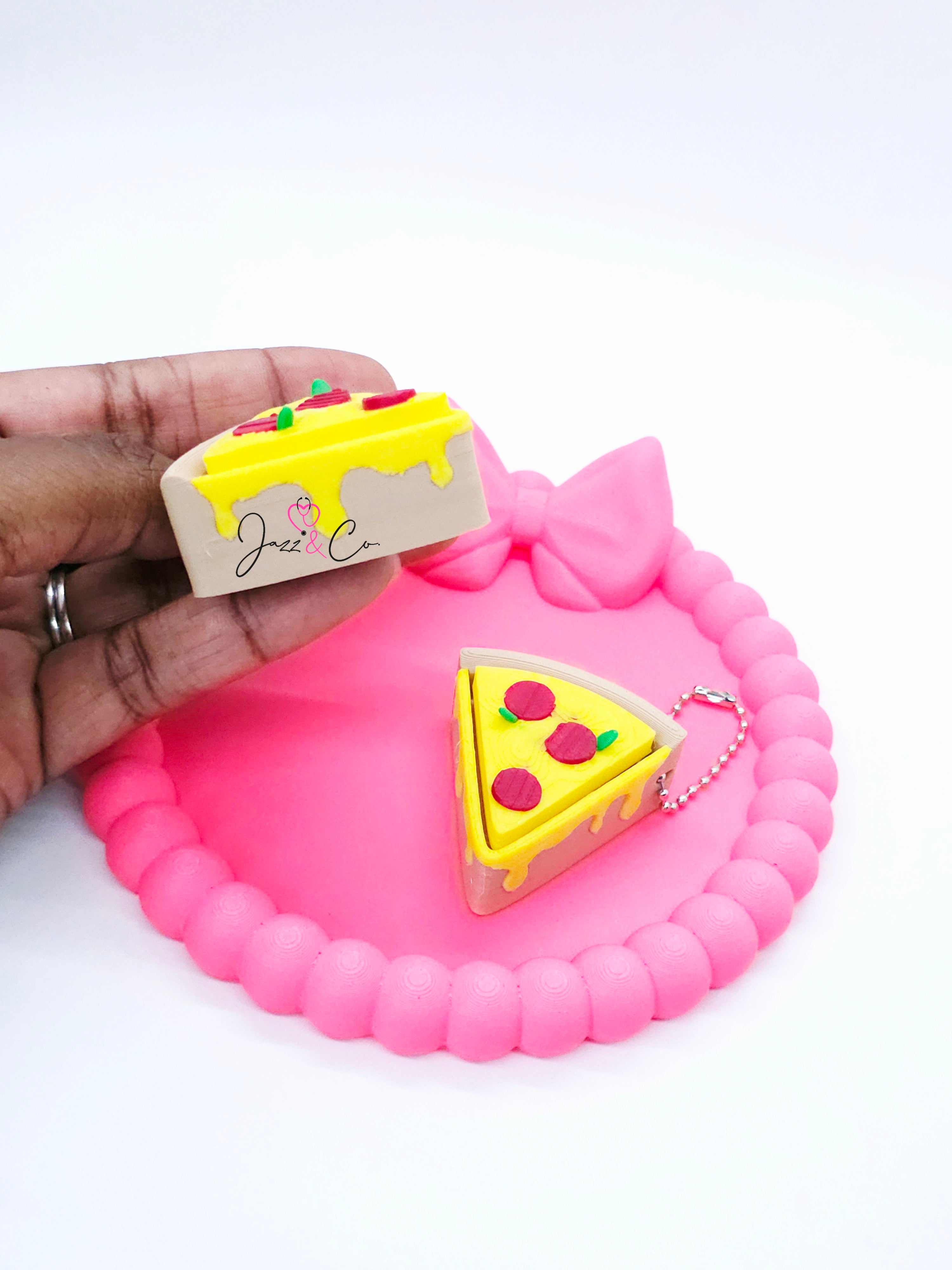Pizza Slice 3D Printed Fidget Clicker Keychain
