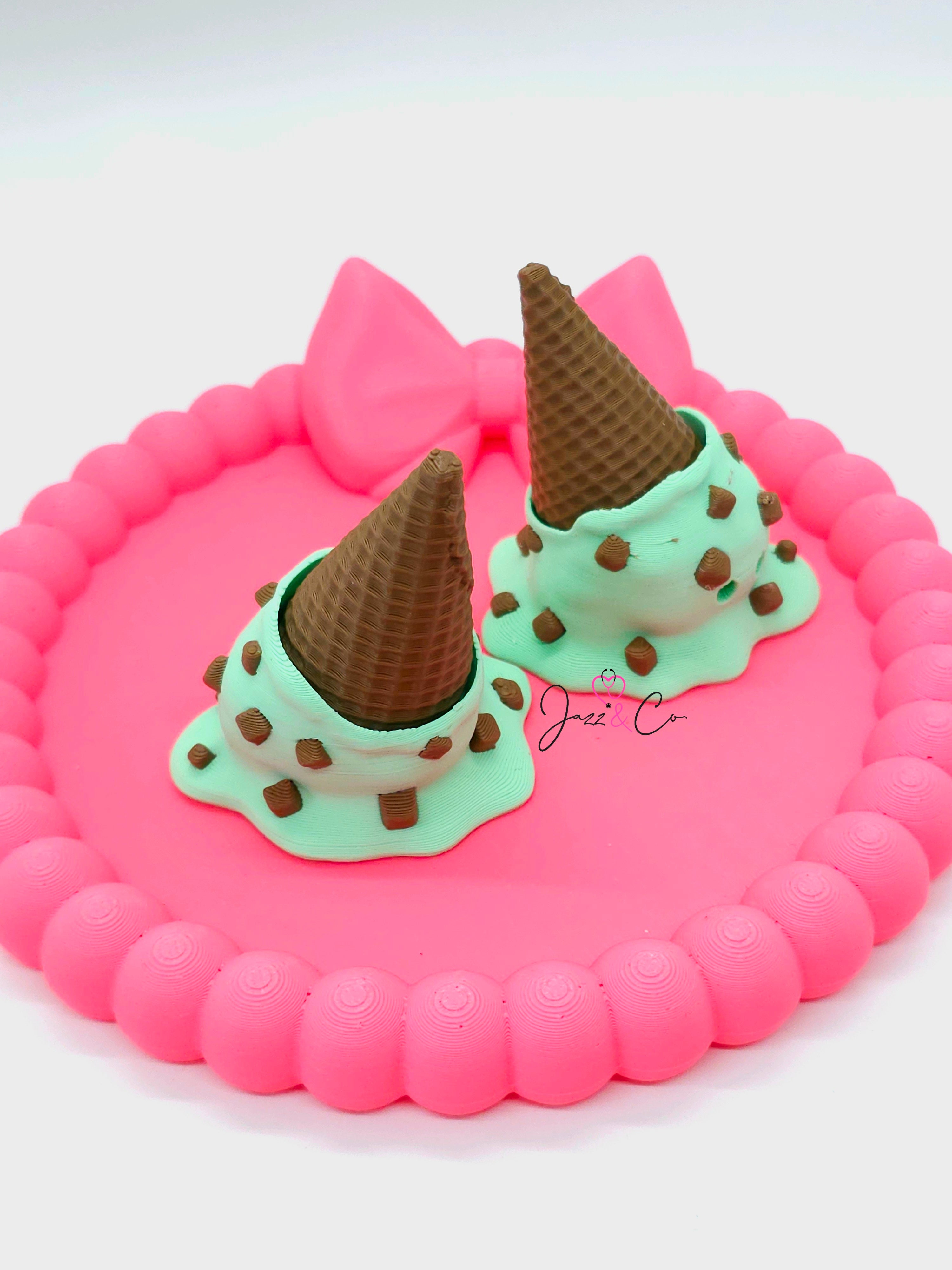 Upside Down Melting Ice Cream Cone Fidget Clicker Keychain