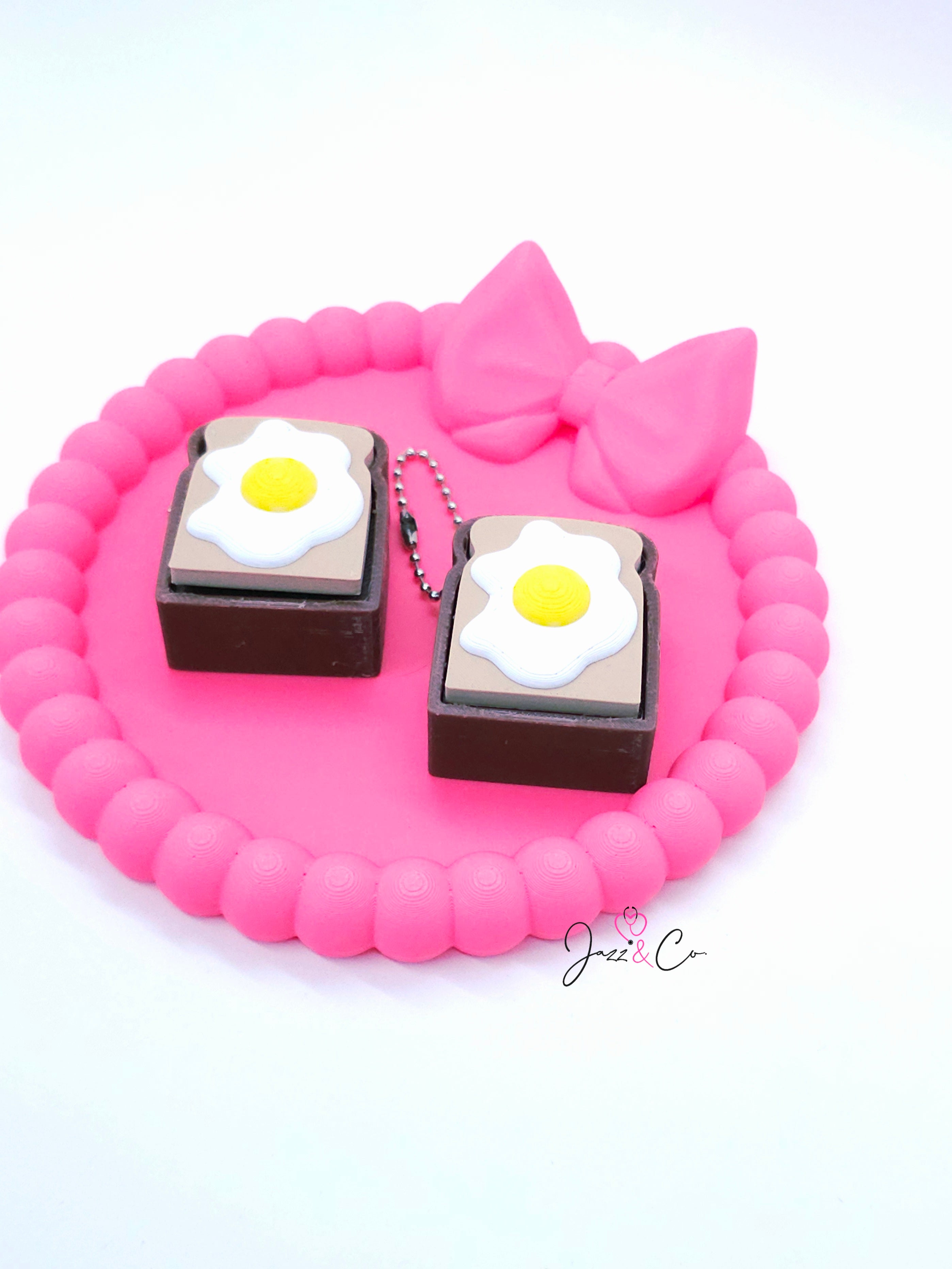 Fried Egg 3D Printed Fidget Clicker Keychain