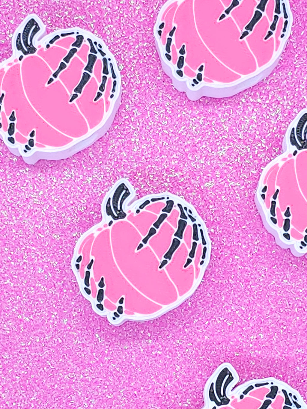 Pink Pumpkin & Skeleton Straw Topper