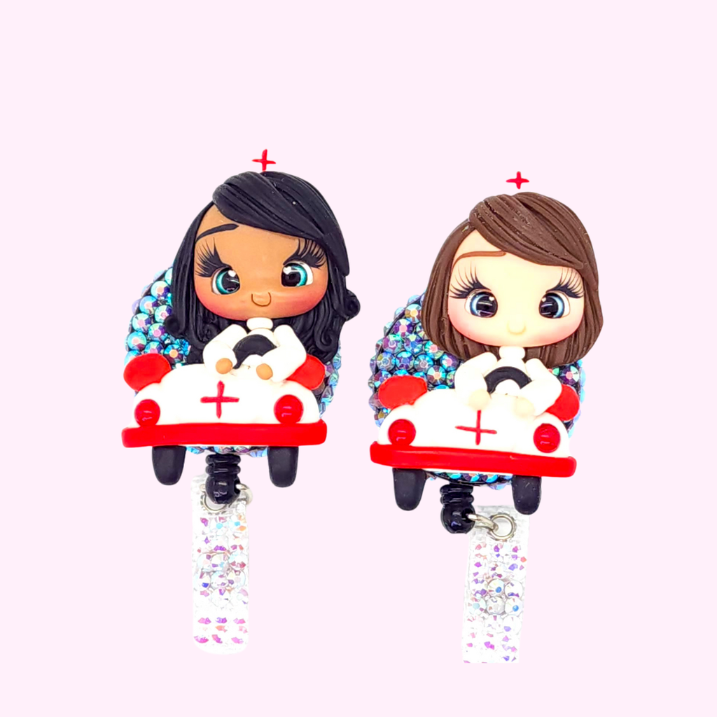 Nurse In Car Badge Reel