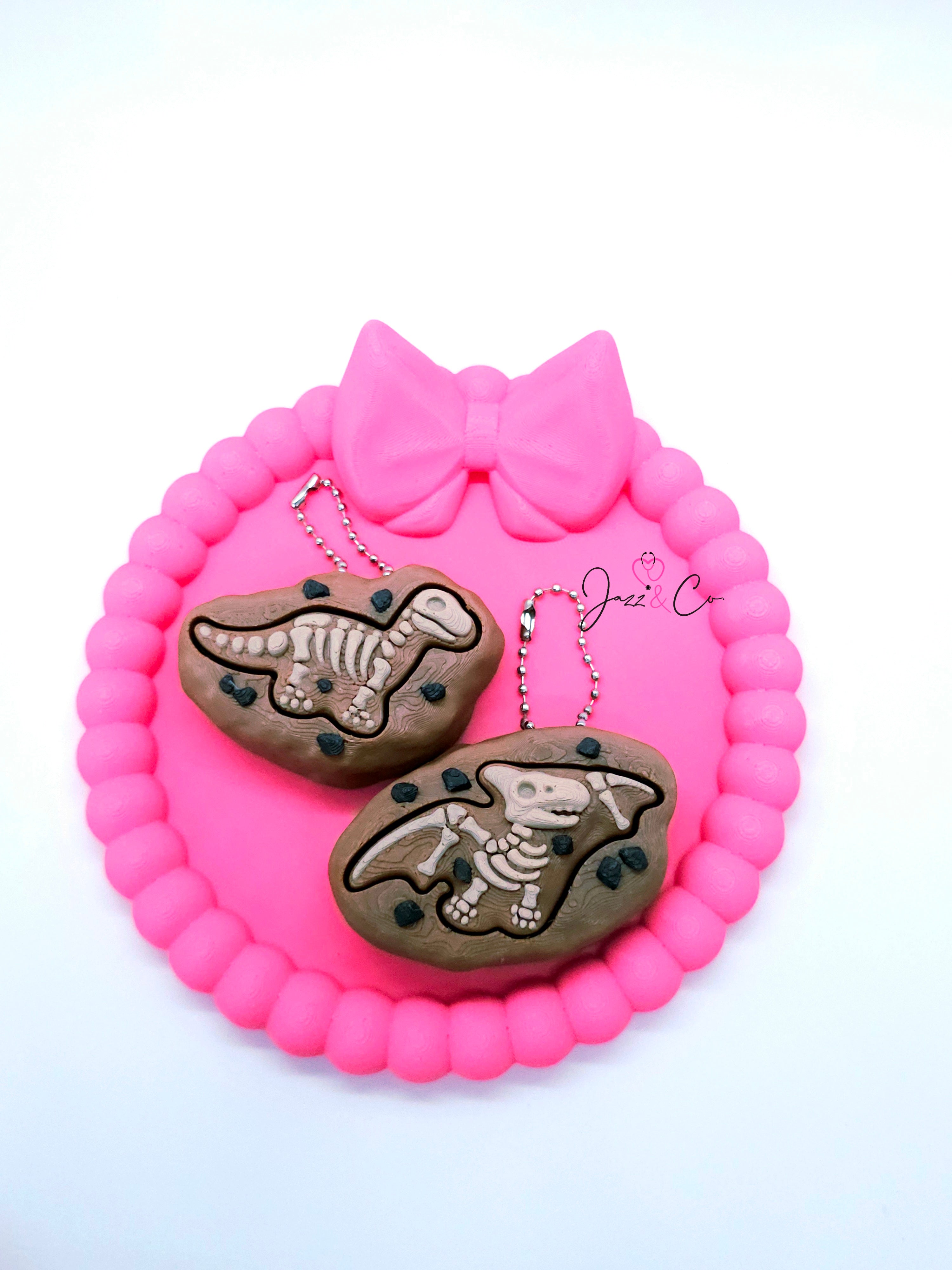 Dinosaur Fossil 3D Printed Fidget Clicker Keychain