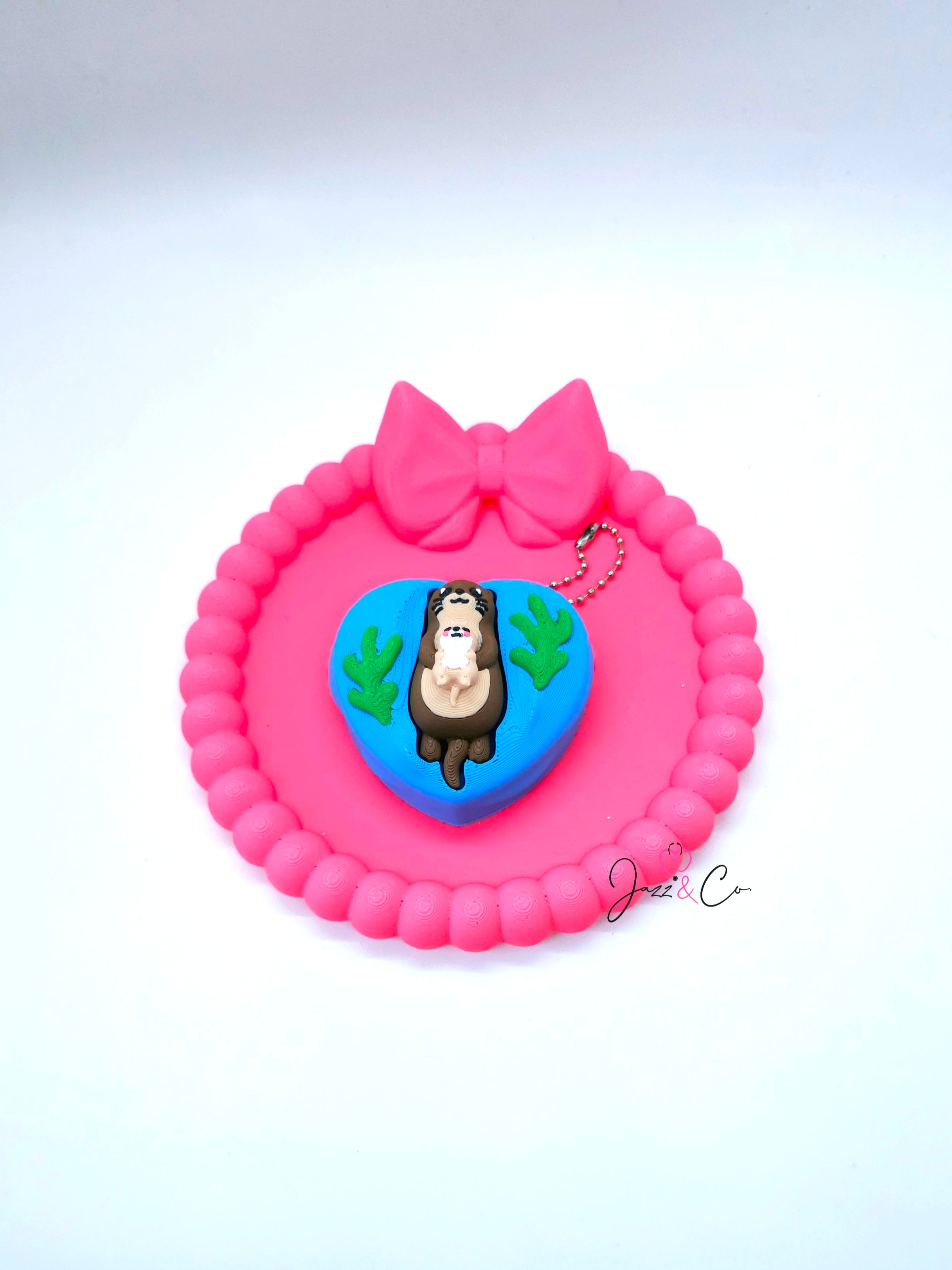 Otter Heart Fidget Clicker Keychain