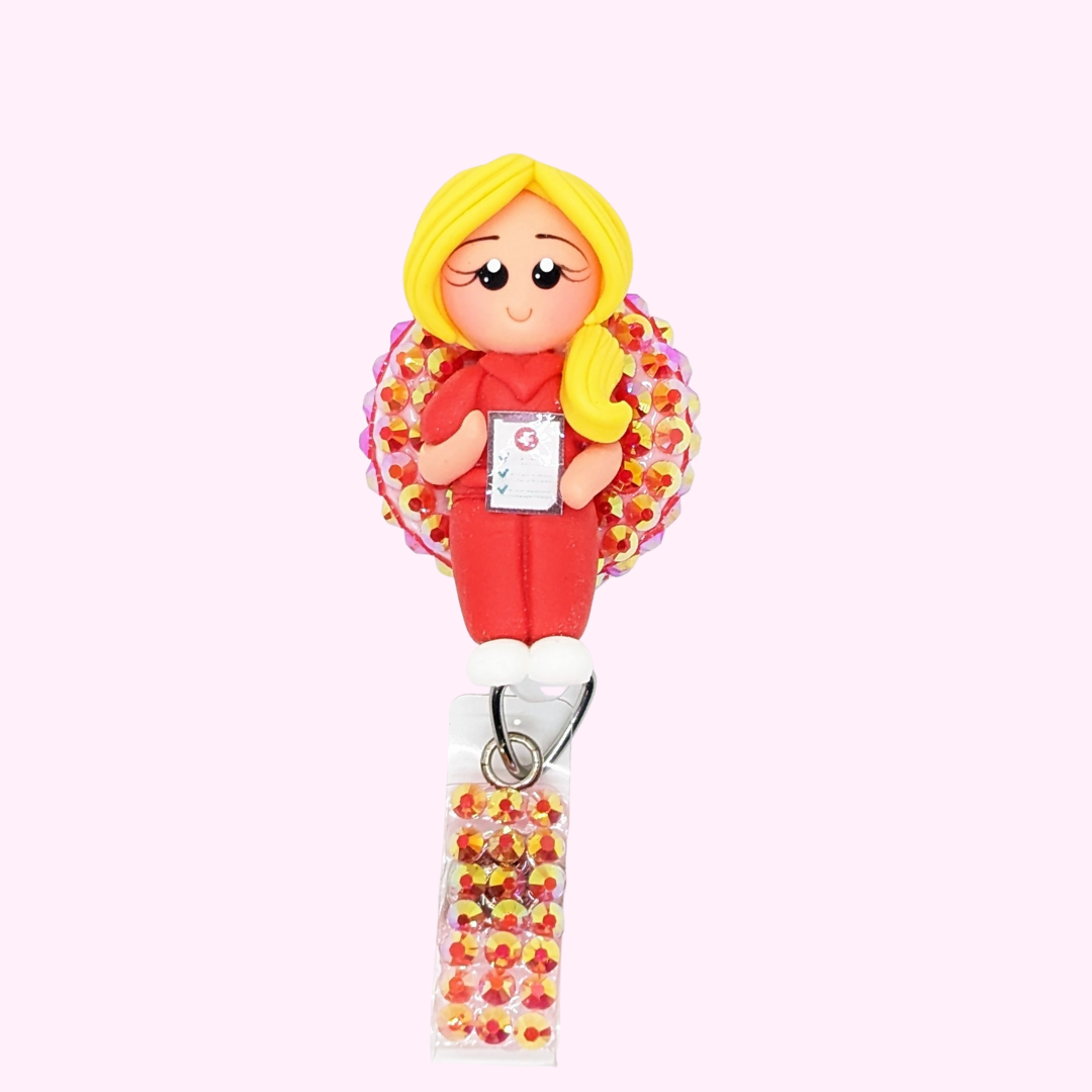 Nurse with Clipboard Badge Reel