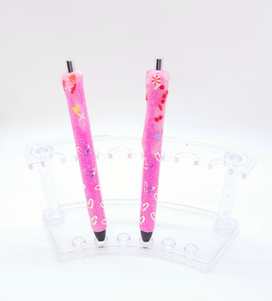 Pink Heart Glitter Pens