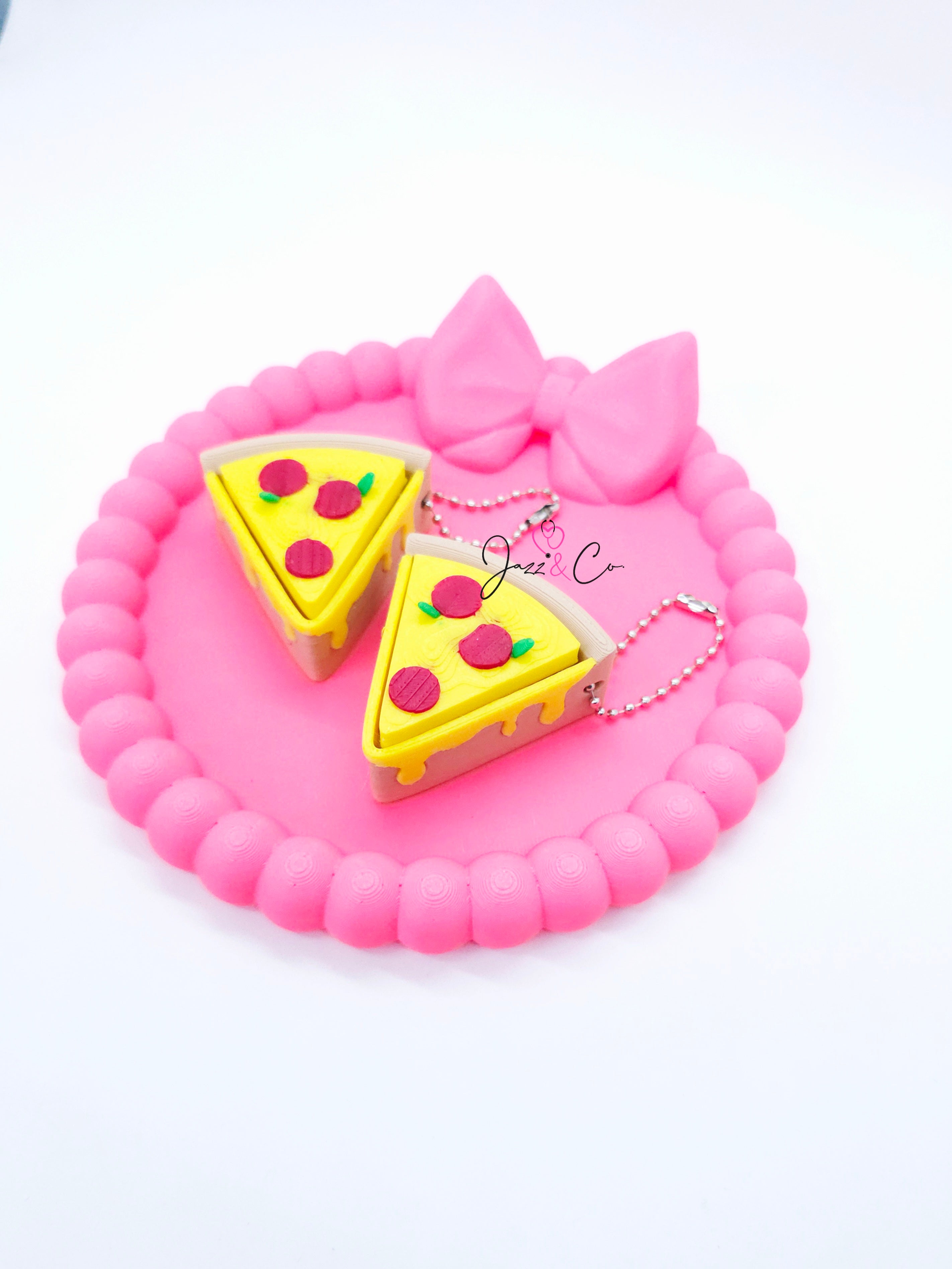 Pizza Slice 3D Printed Fidget Clicker Keychain