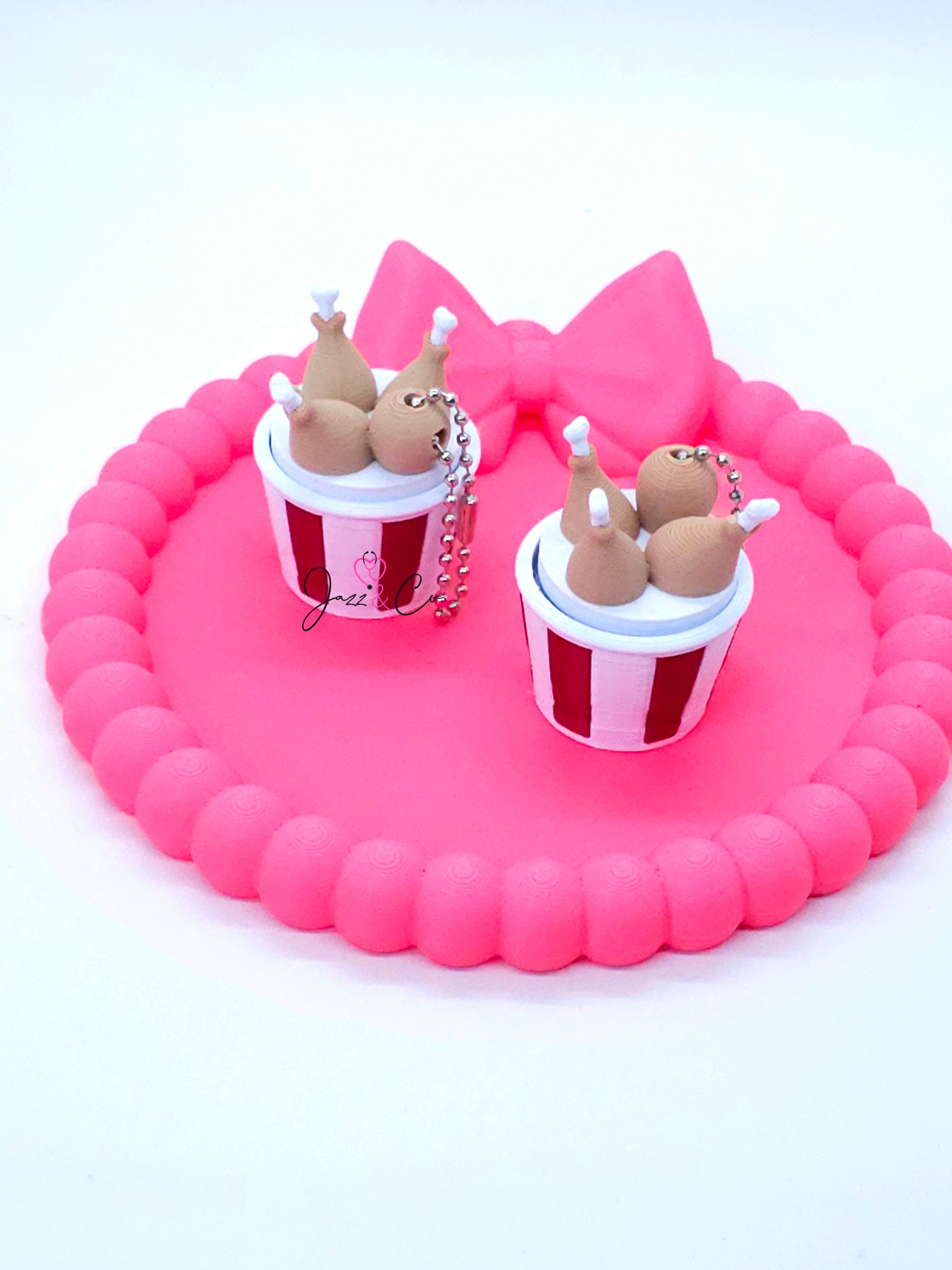 Fried Chicken Bucket 3D Printed Fidget Clicker Keychain