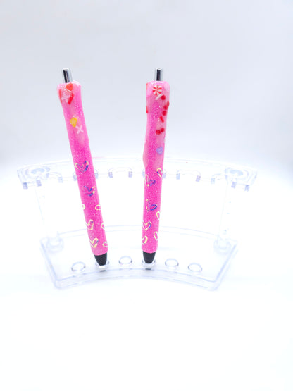 Pink Heart Glitter Pens