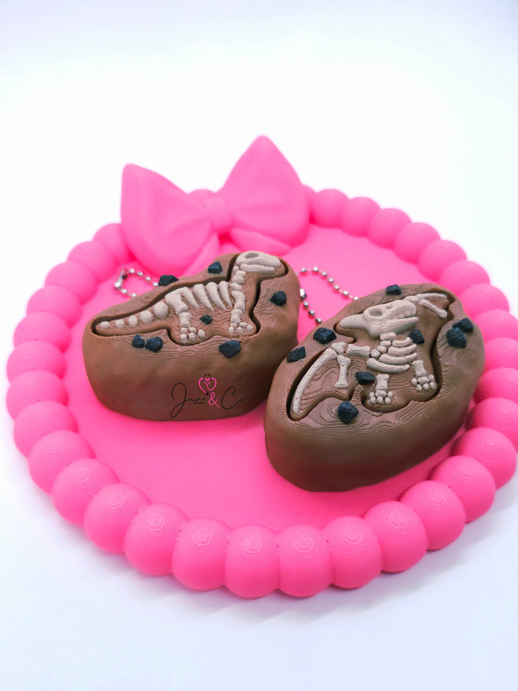 Dinosaur Fossil 3D Printed Fidget Clicker Keychain