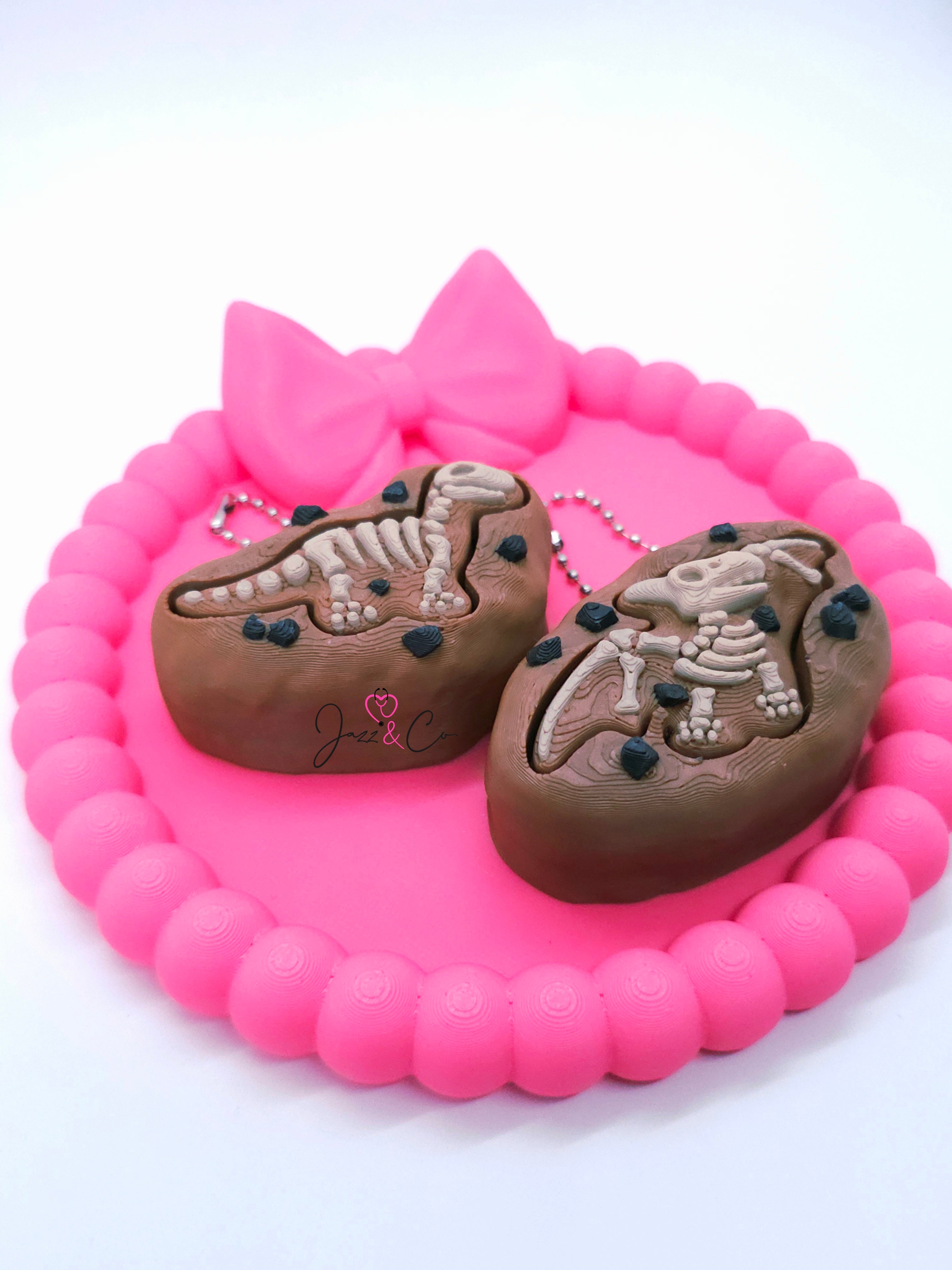 Dinosaur Fossil 3D Printed Fidget Clicker Keychain