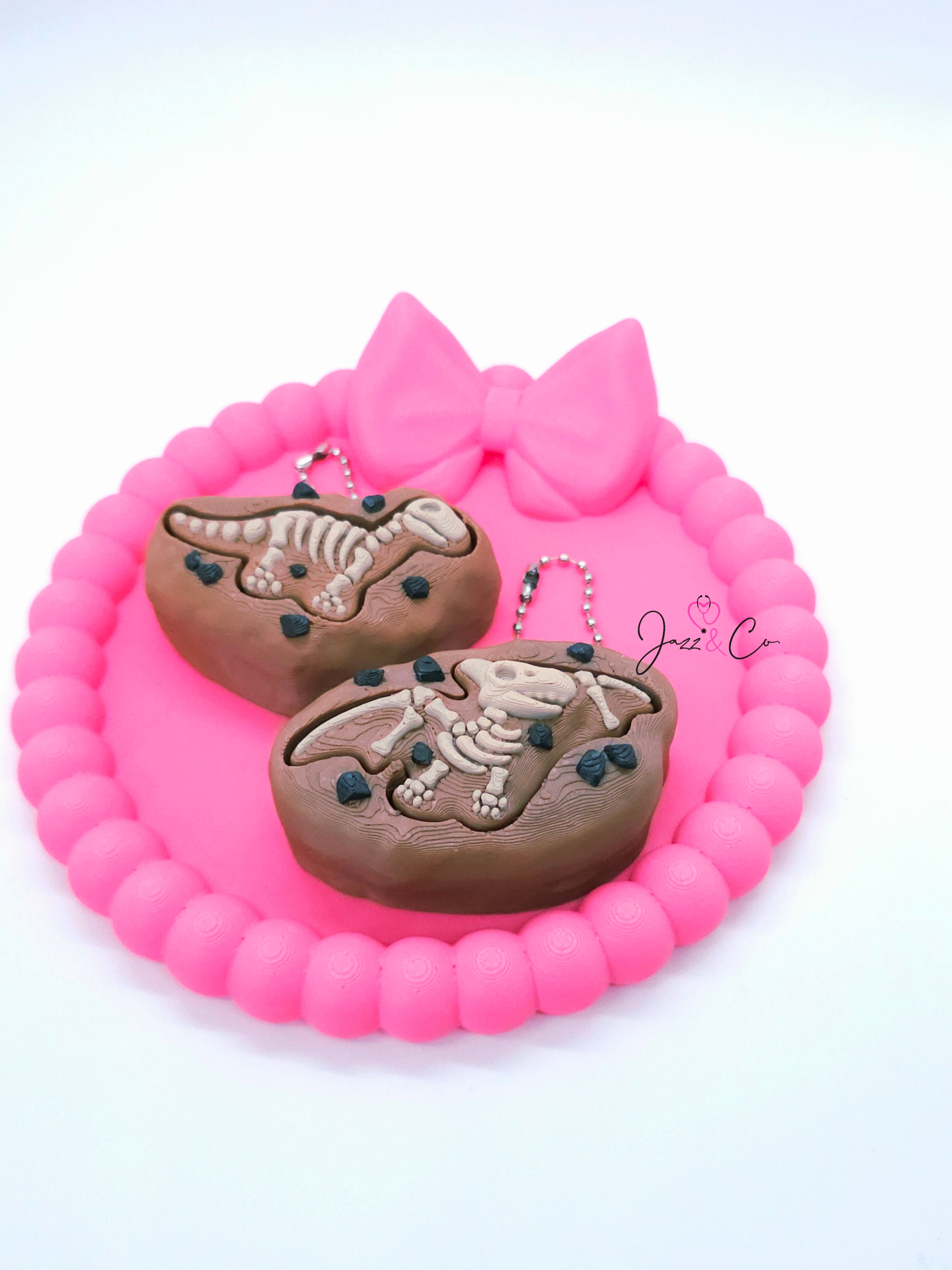 Dinosaur Fossil 3D Printed Fidget Clicker Keychain