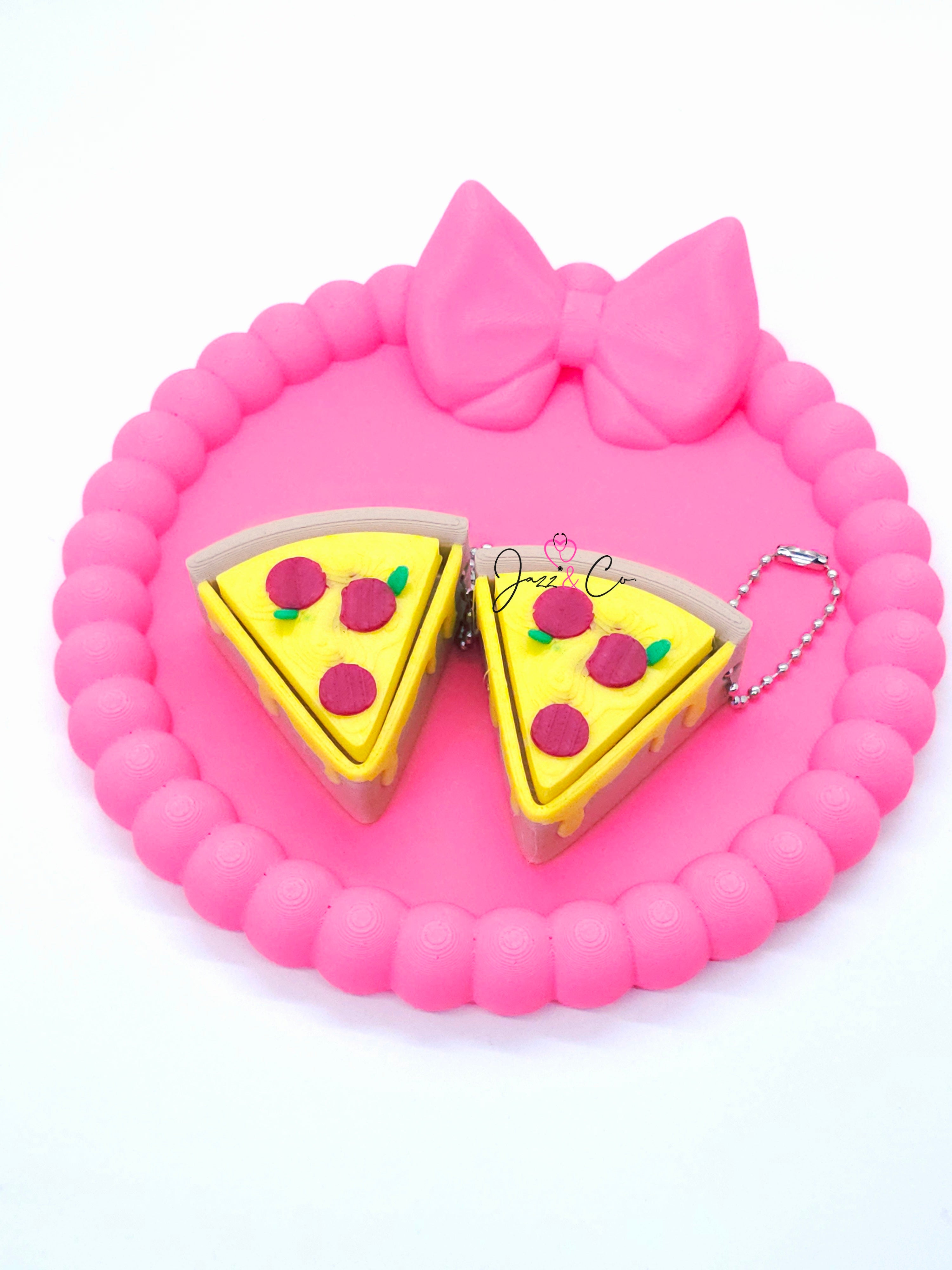 Pizza Slice 3D Printed Fidget Clicker Keychain