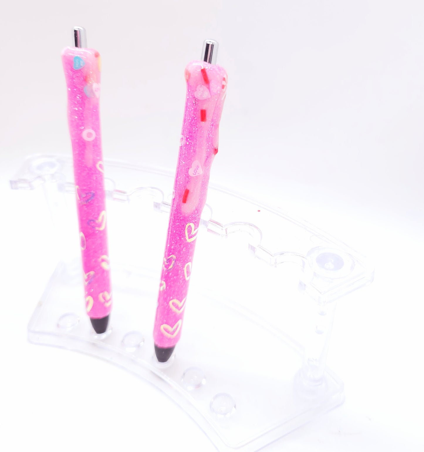 Pink Heart Glitter Pens