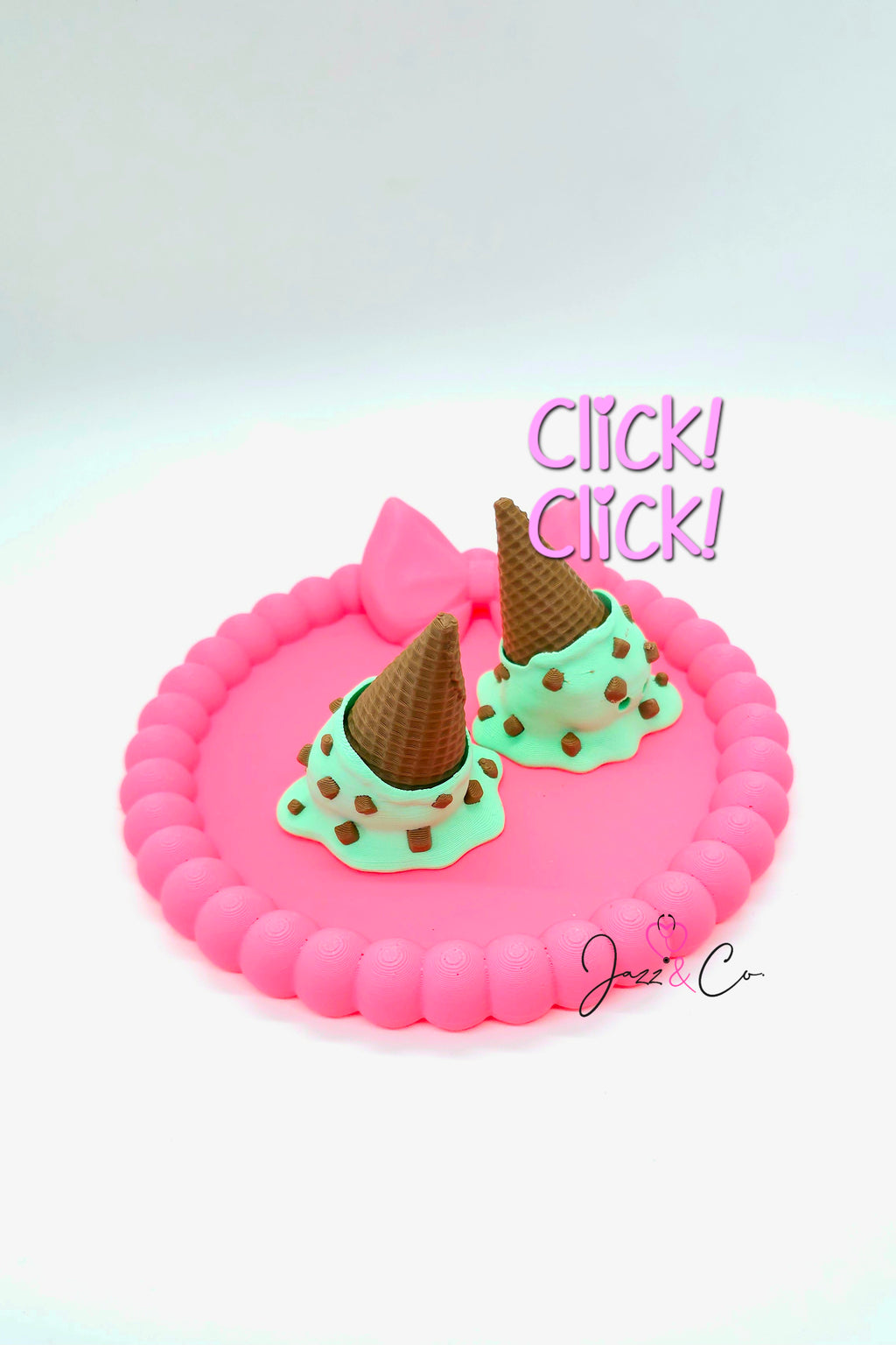 Upside Down Melting Ice Cream Cone Fidget Clicker Keychain
