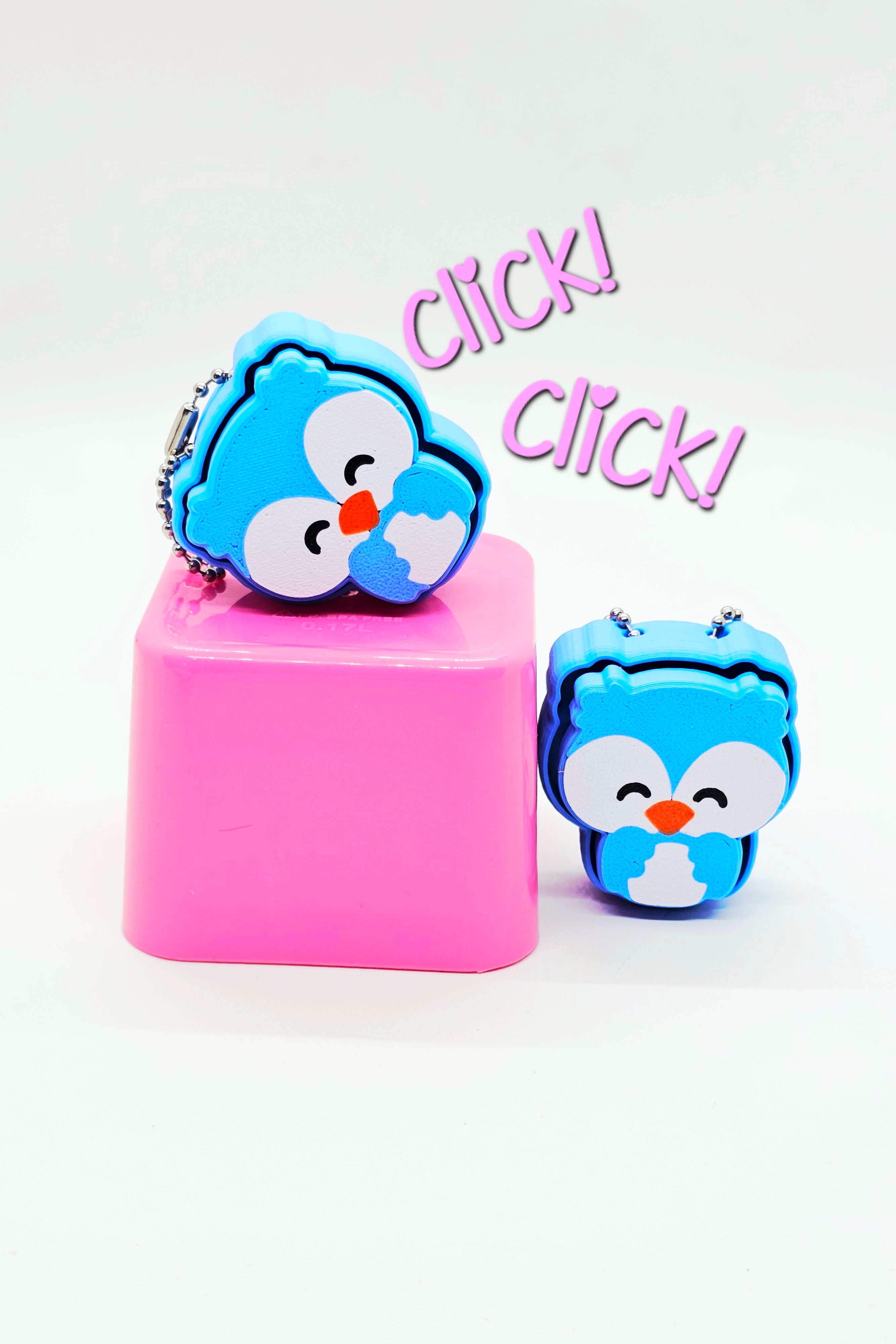 Owl Fidget Clicker Keychain - Blue