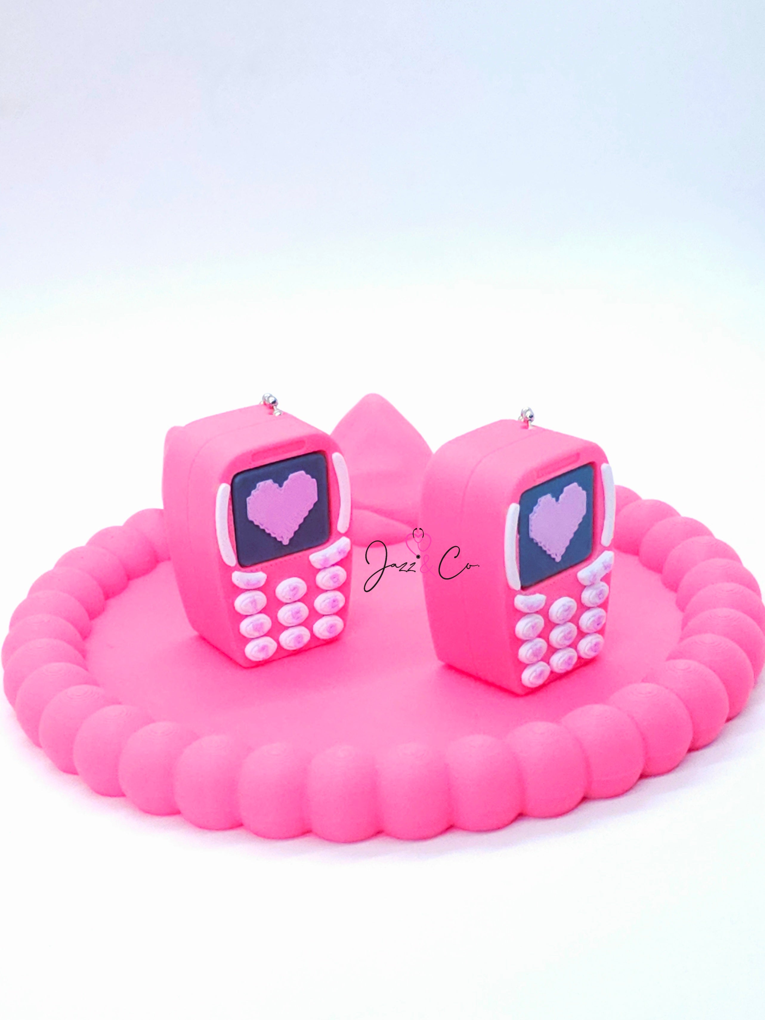 Pink Retro Phone 3D Printed Fidget Clicker Keychain