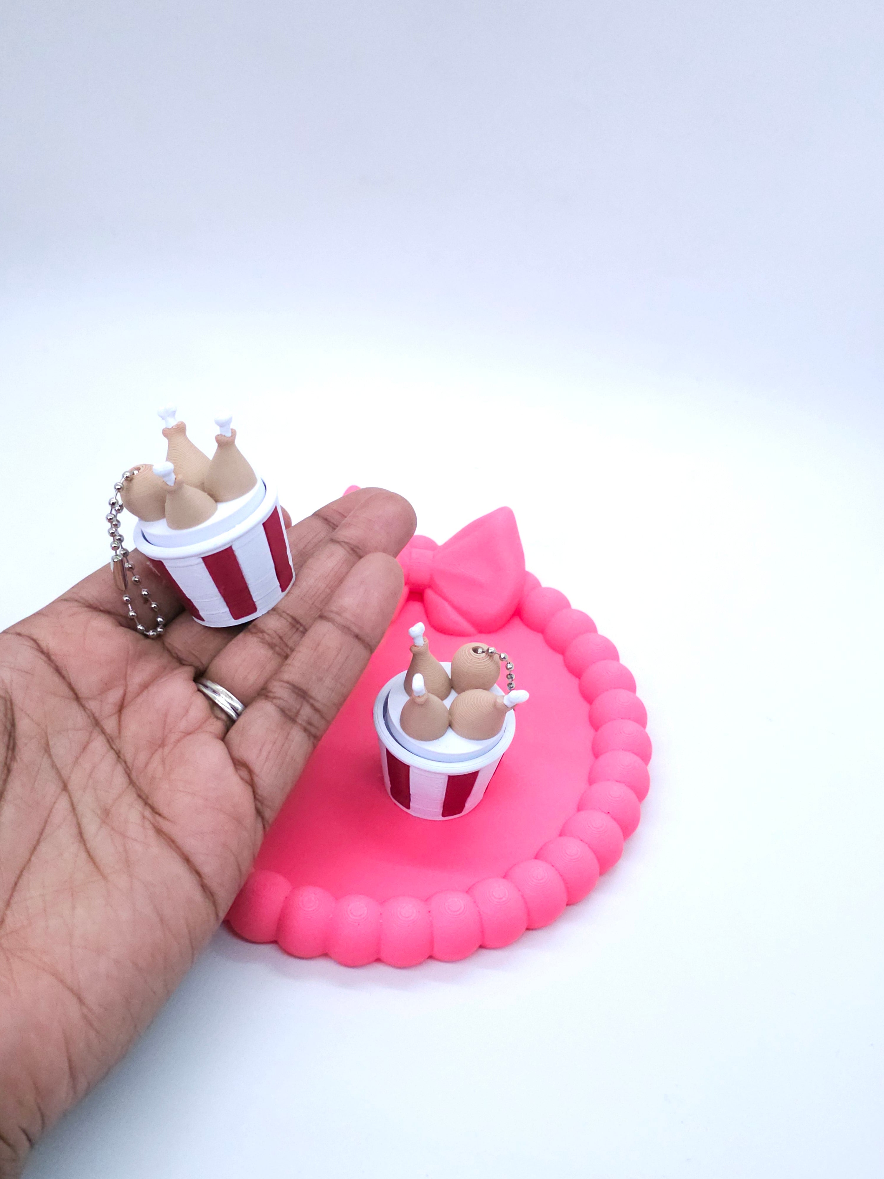 Fried Chicken Bucket 3D Printed Fidget Clicker Keychain