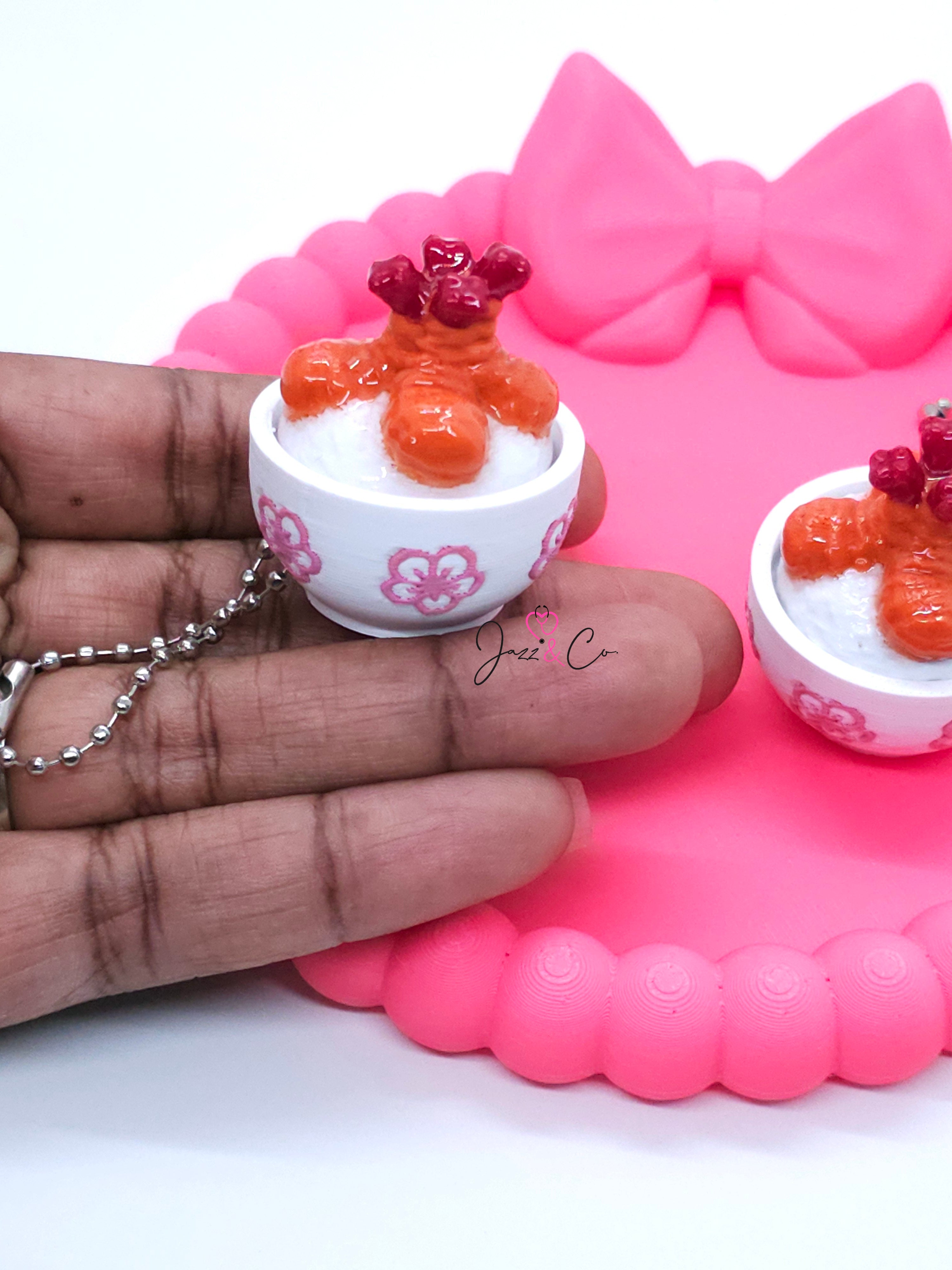 Shrimp Rice Bowl Fidget Clicker Keychain
