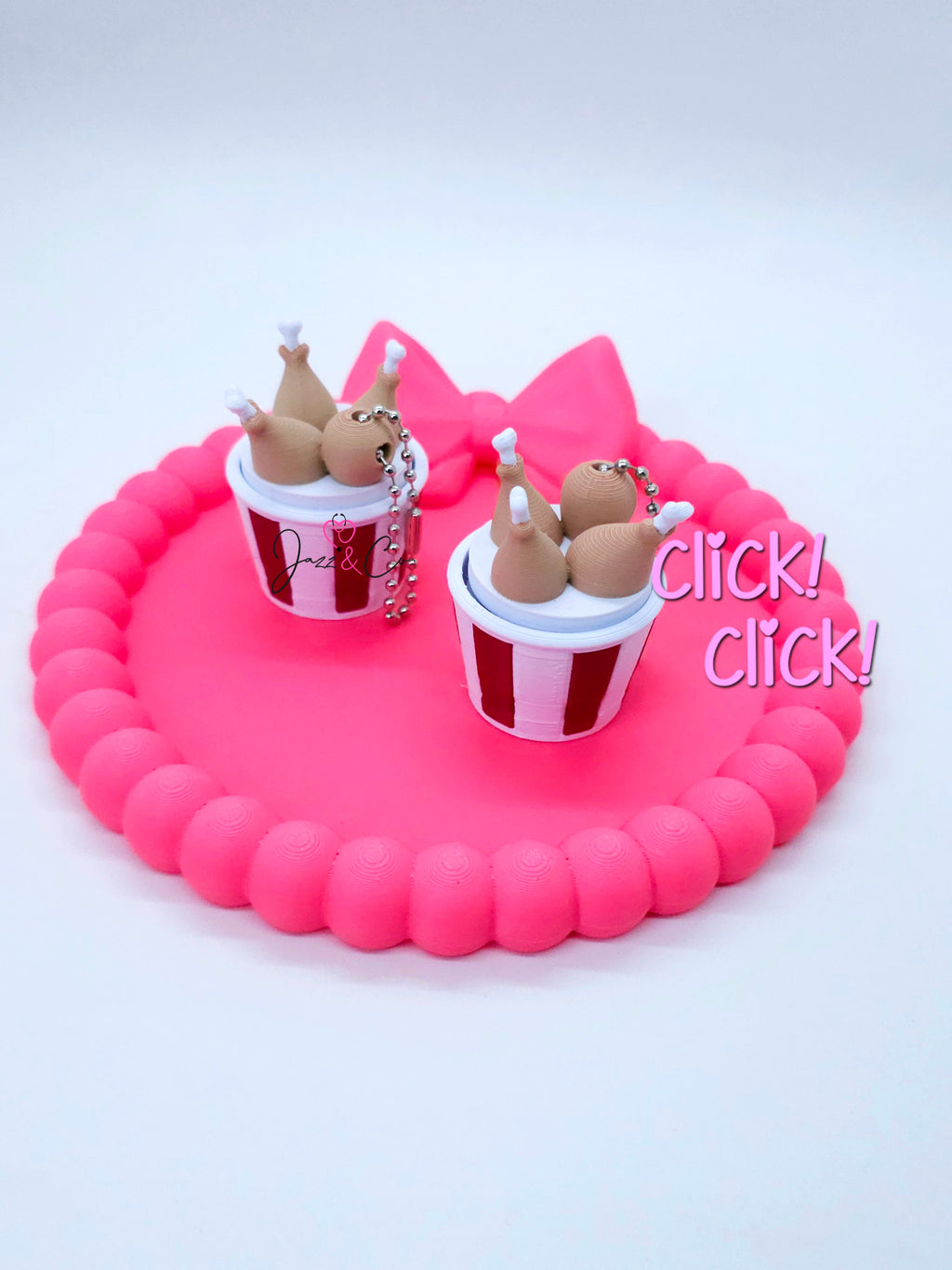 Fried Chicken Bucket 3D Printed Fidget Clicker Keychain