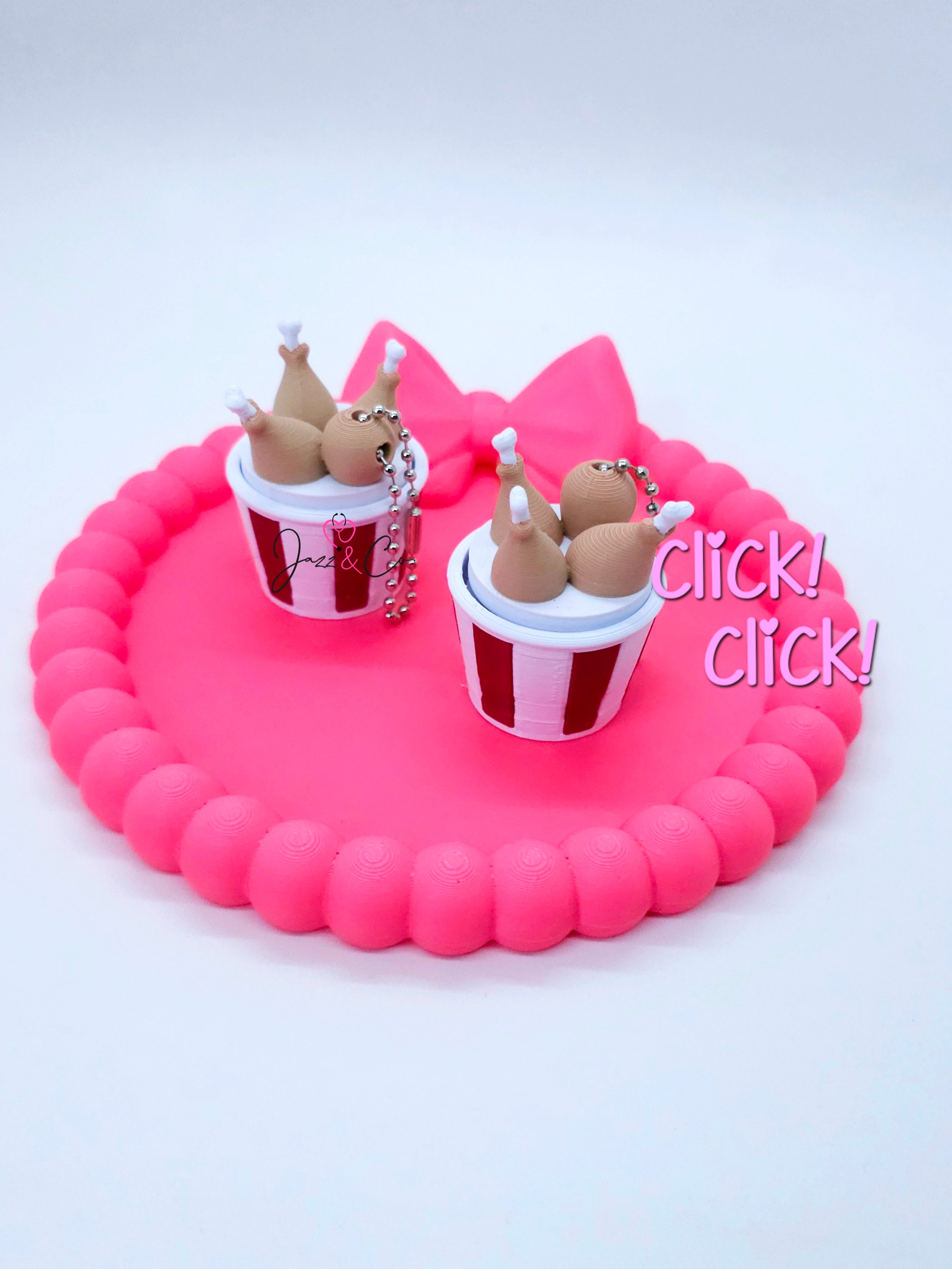Fried Chicken Bucket 3D Printed Fidget Clicker Keychain