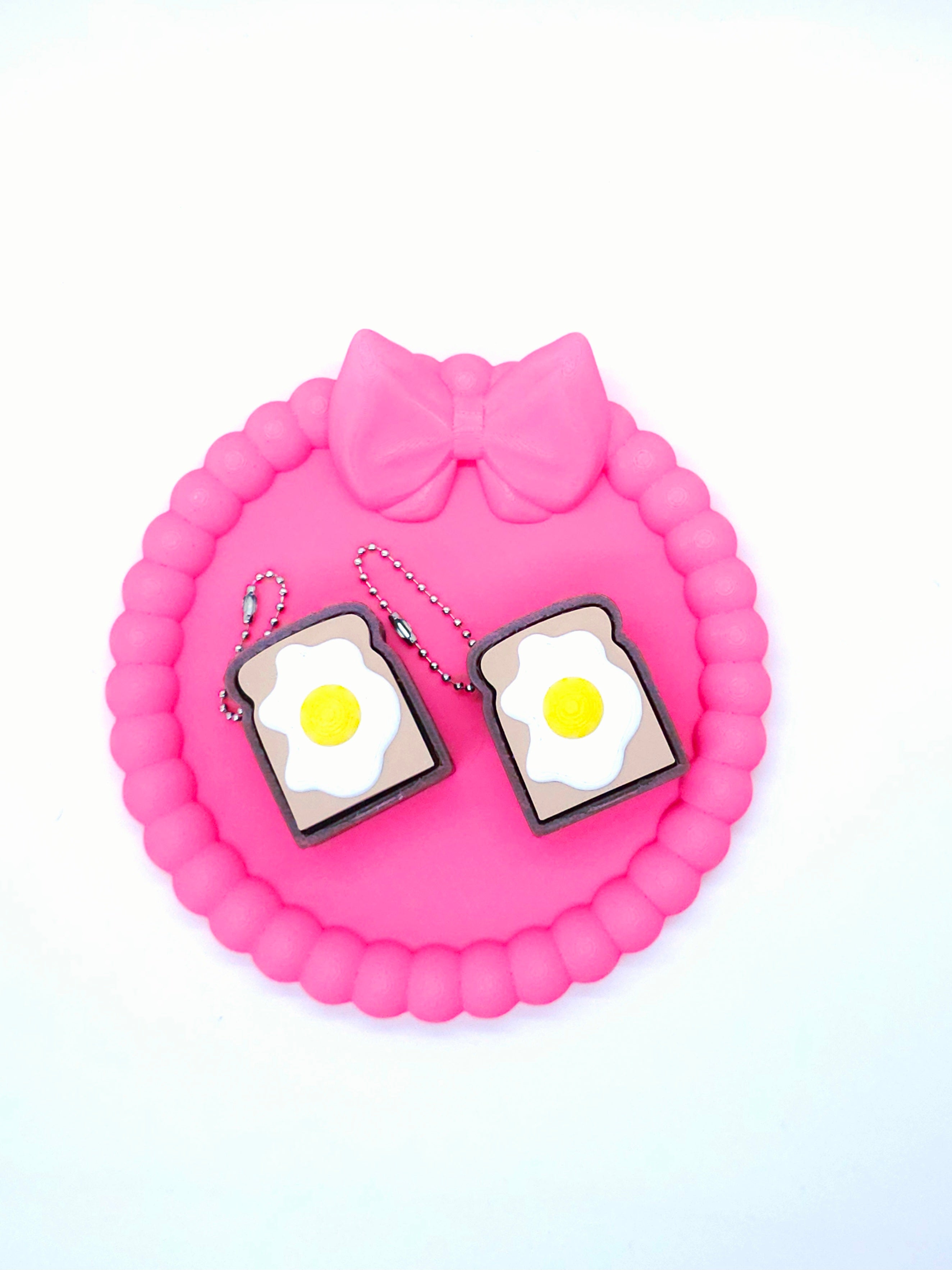 Fried Egg 3D Printed Fidget Clicker Keychain