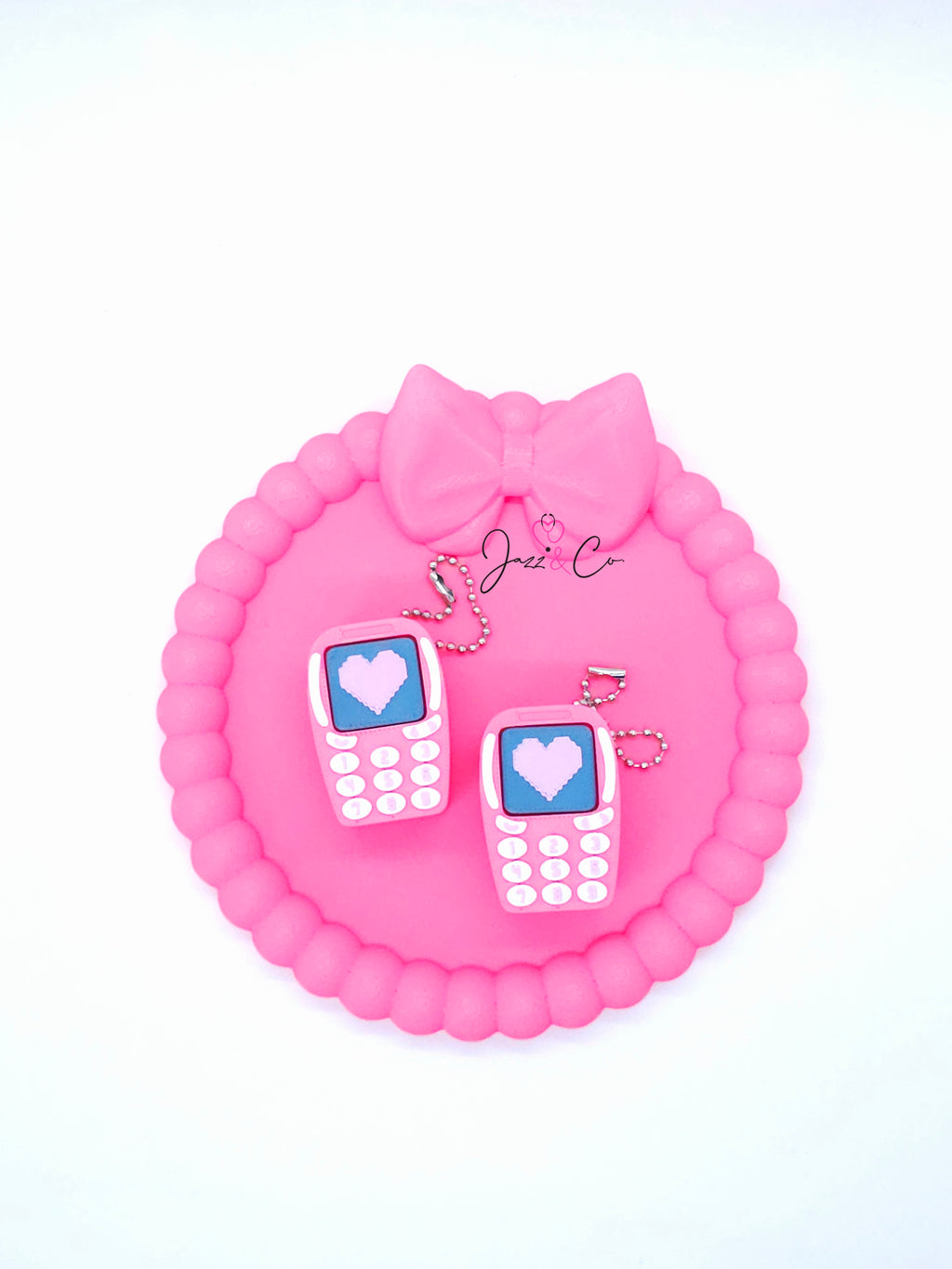Pink Retro Phone 3D Printed Fidget Clicker Keychain
