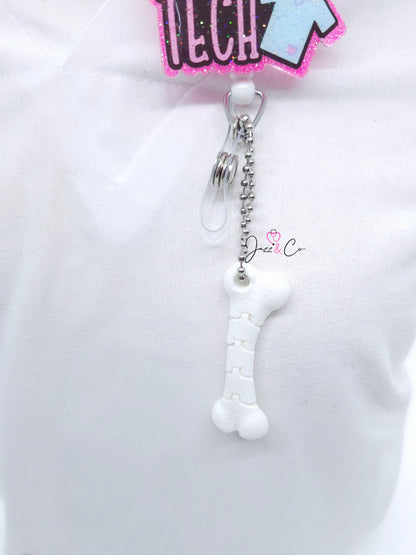 Flexible Bone Badge Reel Charm - Fun Nurse Accessory