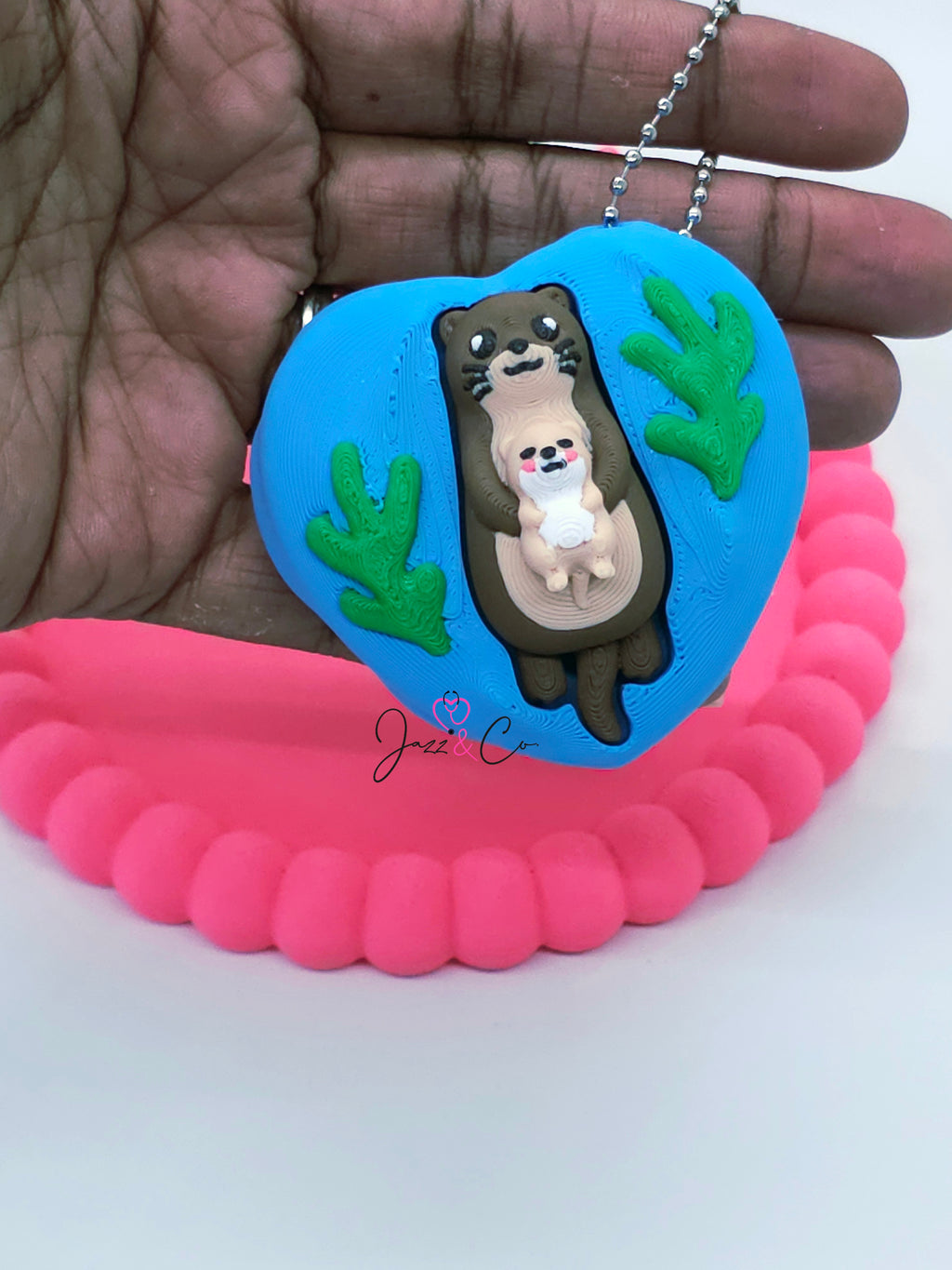 Otter Heart Fidget Clicker Keychain