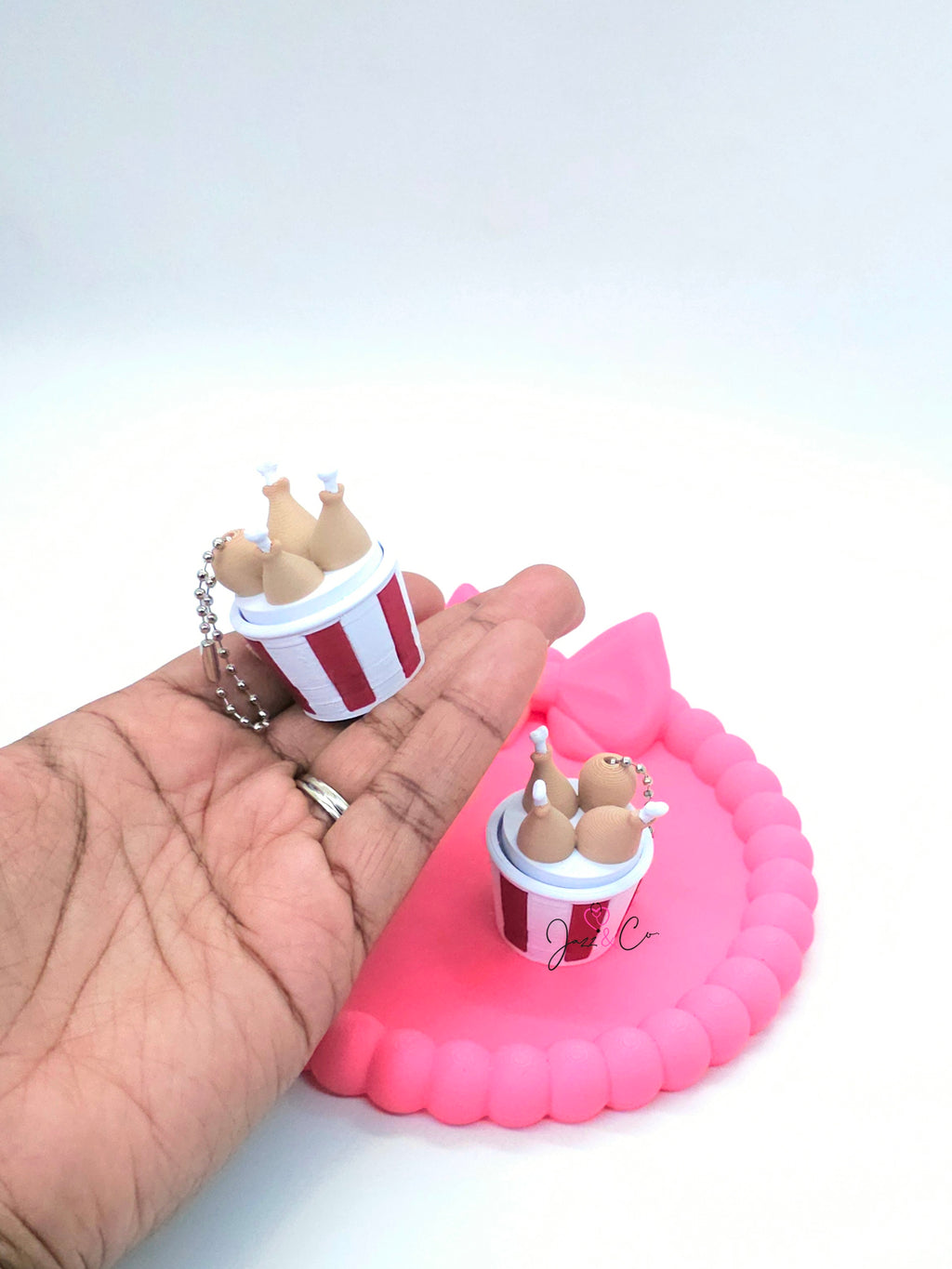 Fried Chicken Bucket 3D Printed Fidget Clicker Keychain