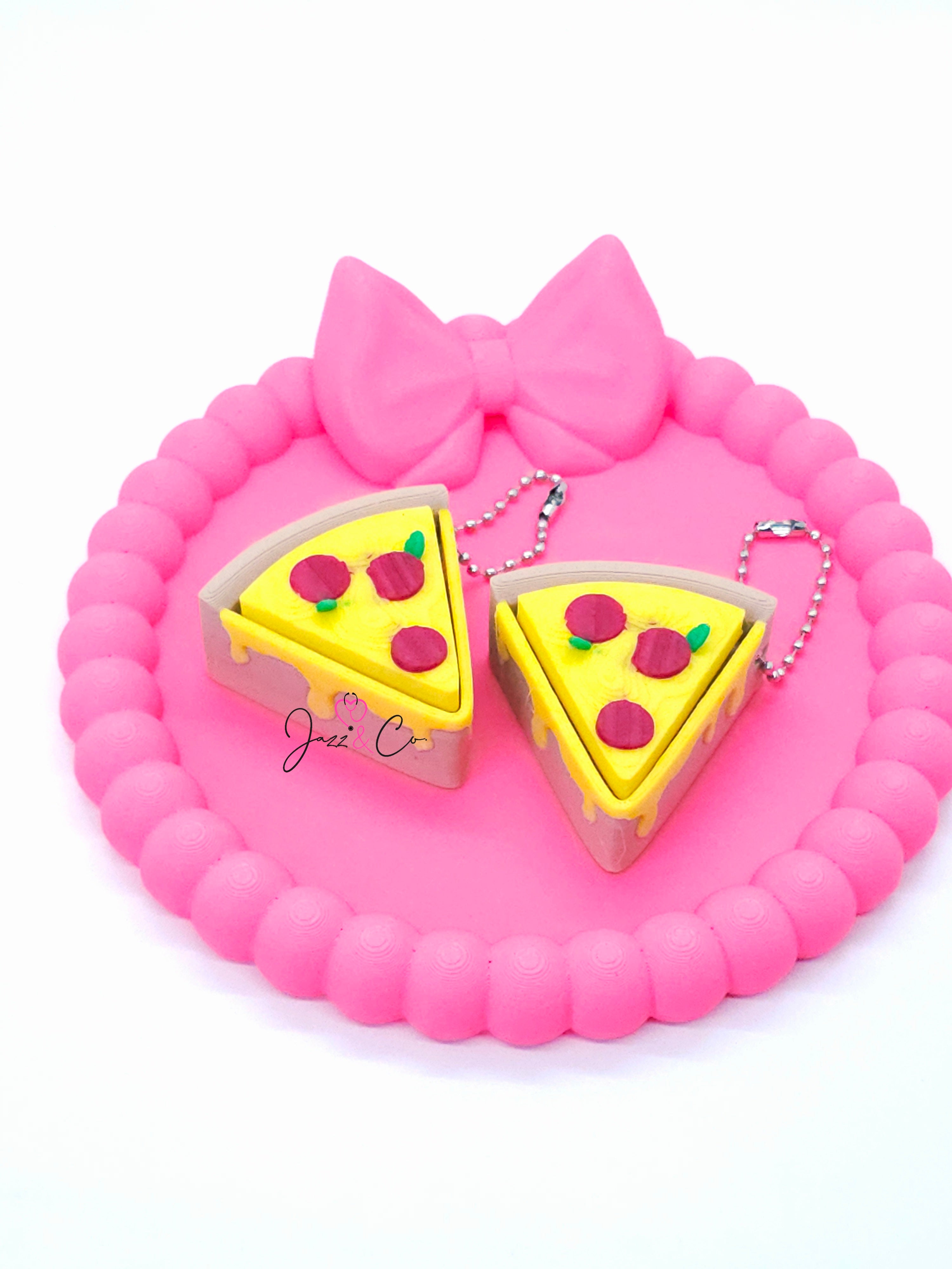 Pizza Slice 3D Printed Fidget Clicker Keychain