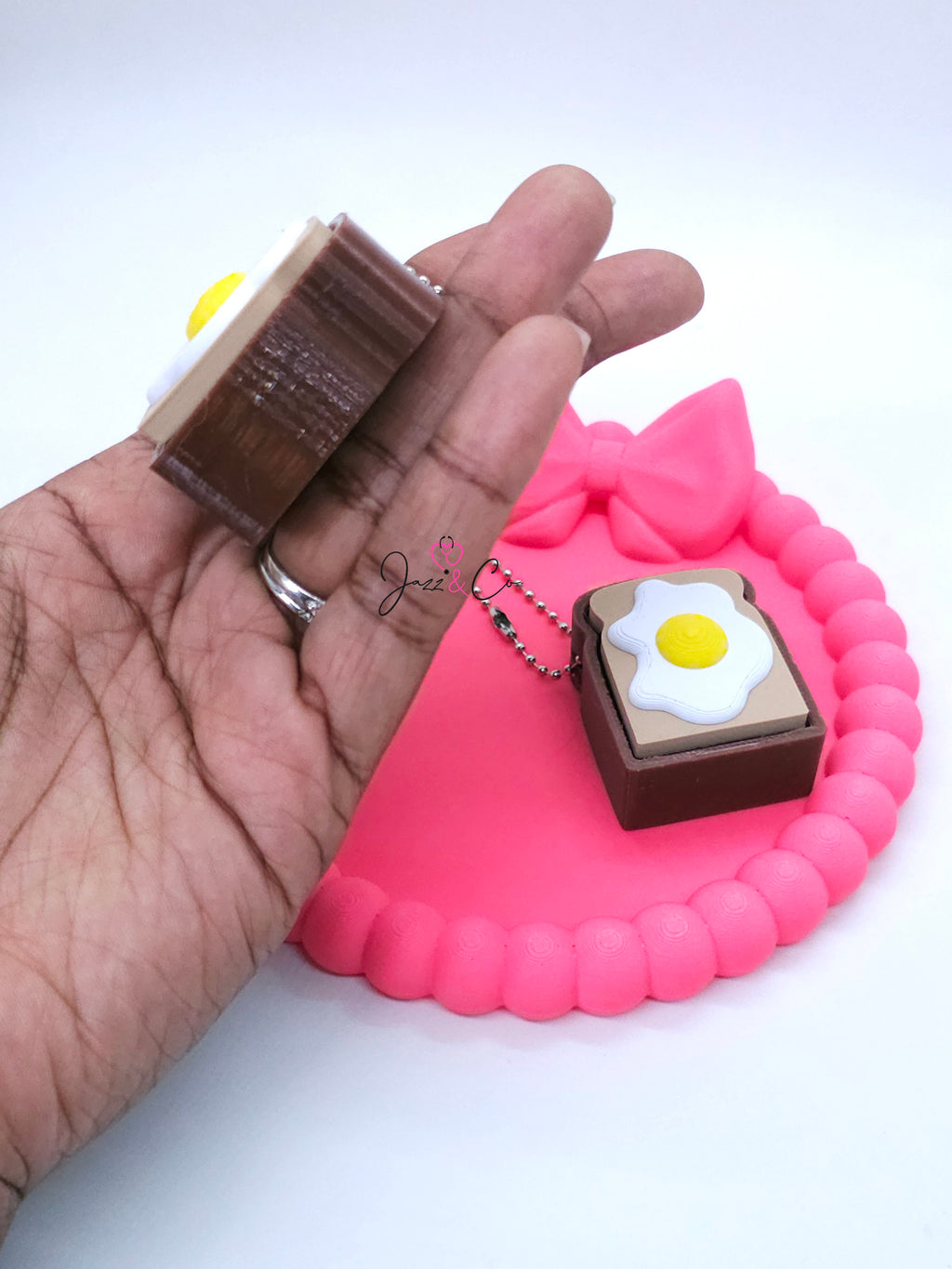 Fried Egg 3D Printed Fidget Clicker Keychain