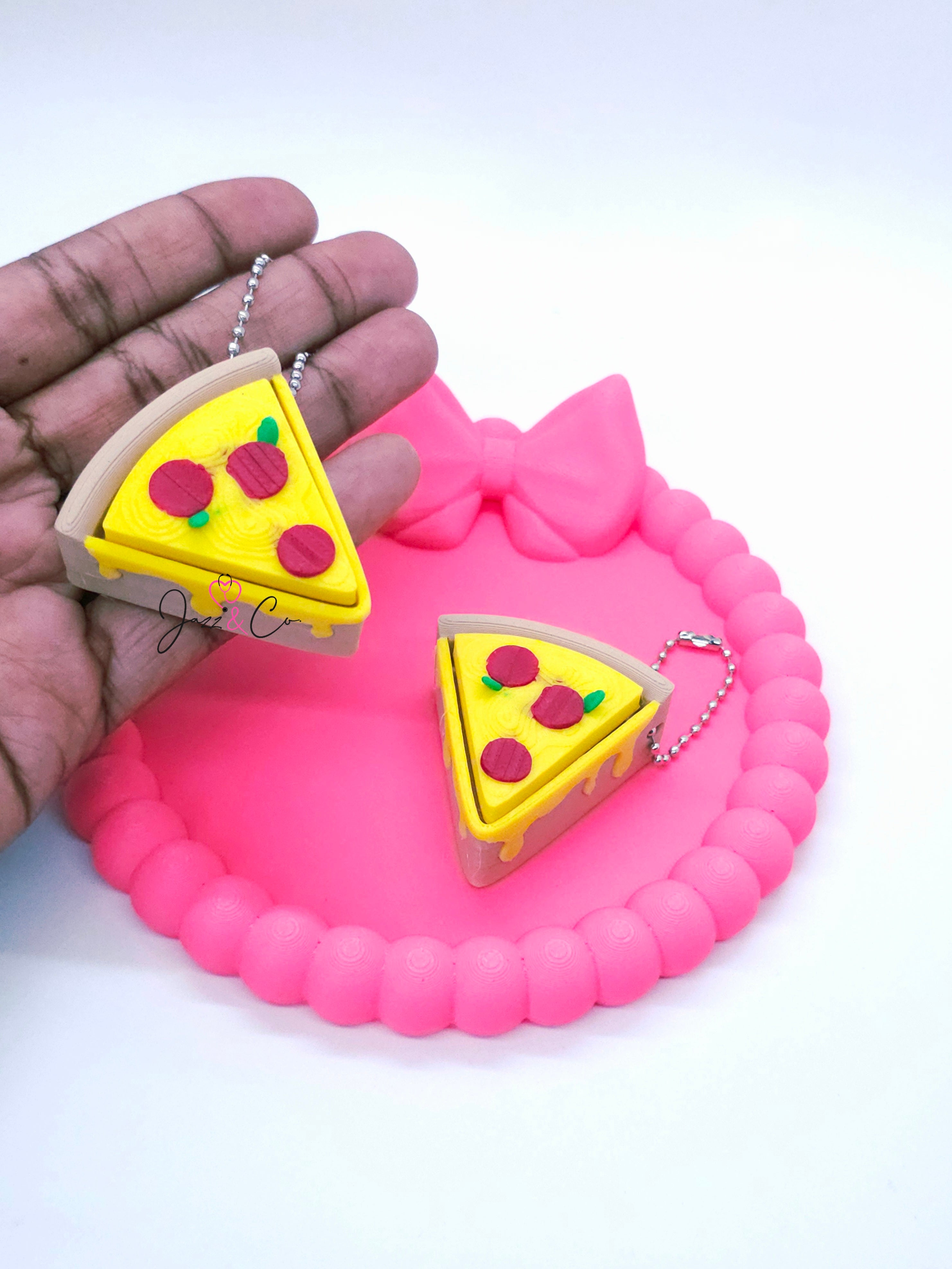Pizza Slice 3D Printed Fidget Clicker Keychain