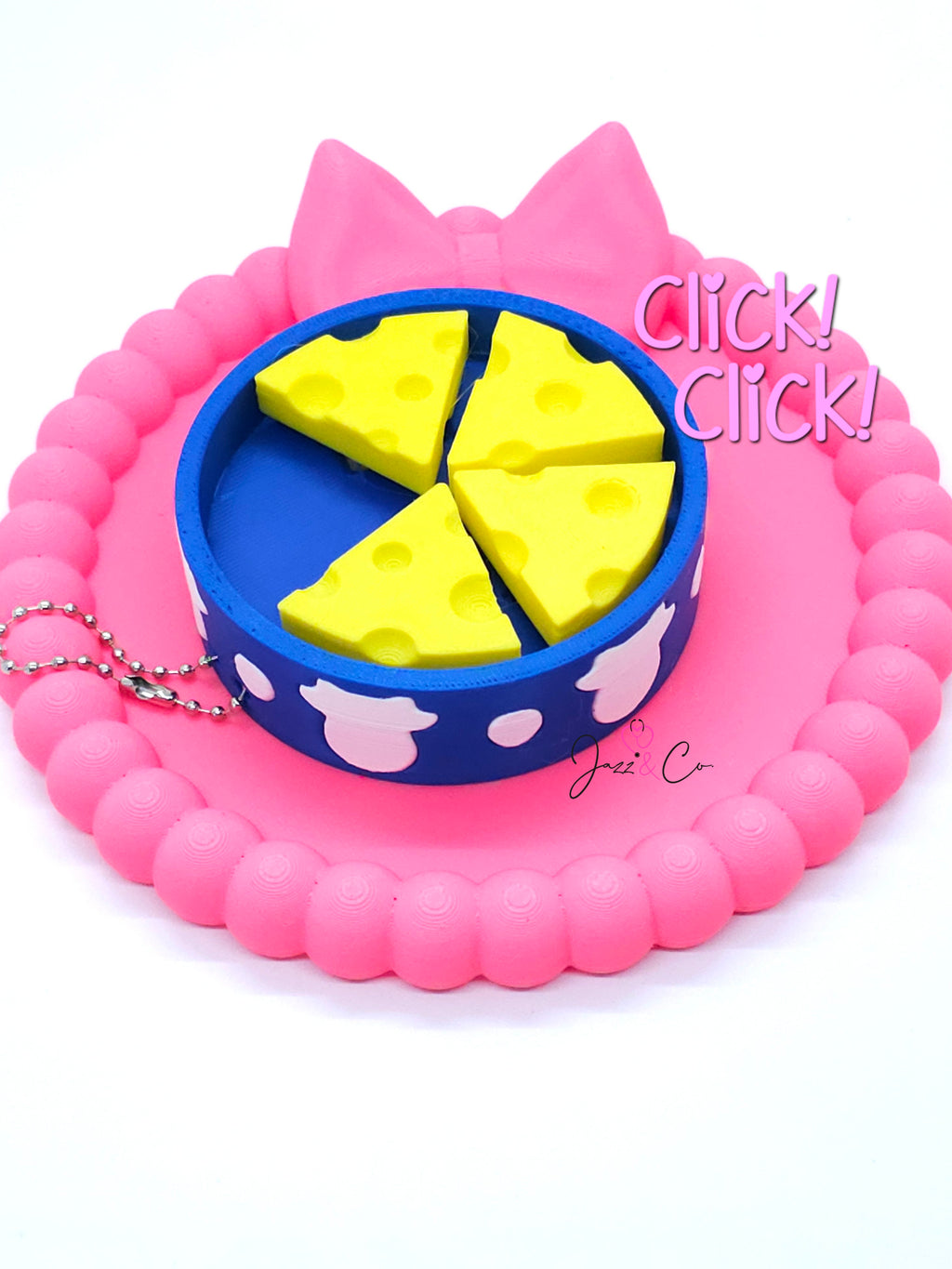 Cheese Wheel Fidget Clicker Keychain