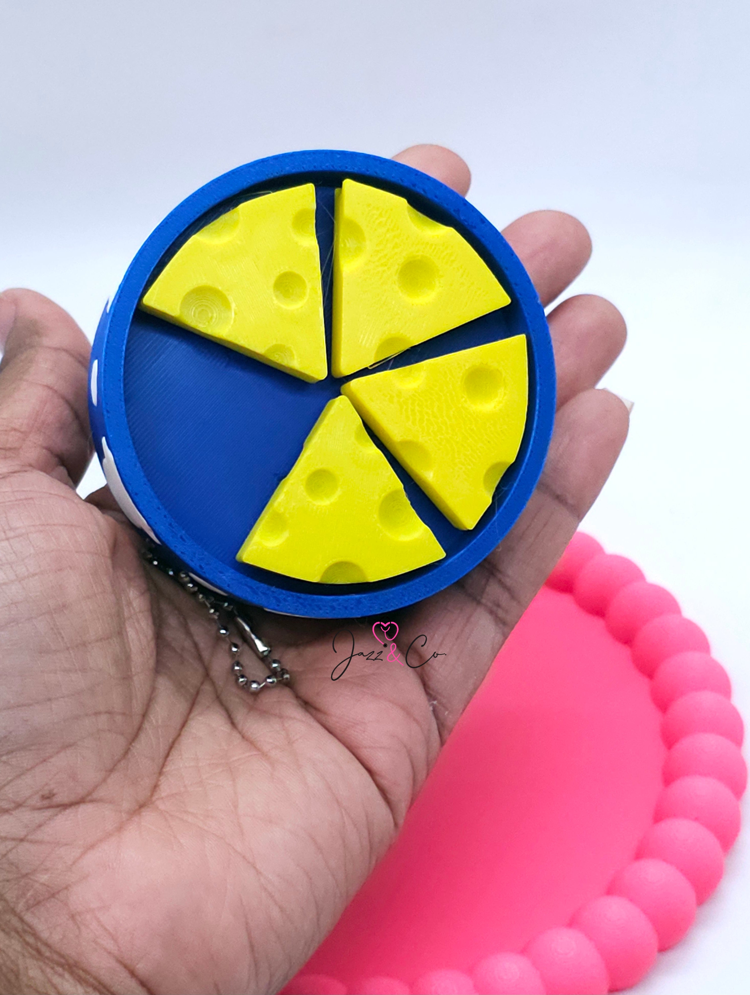 Cheese Wheel Fidget Clicker Keychain