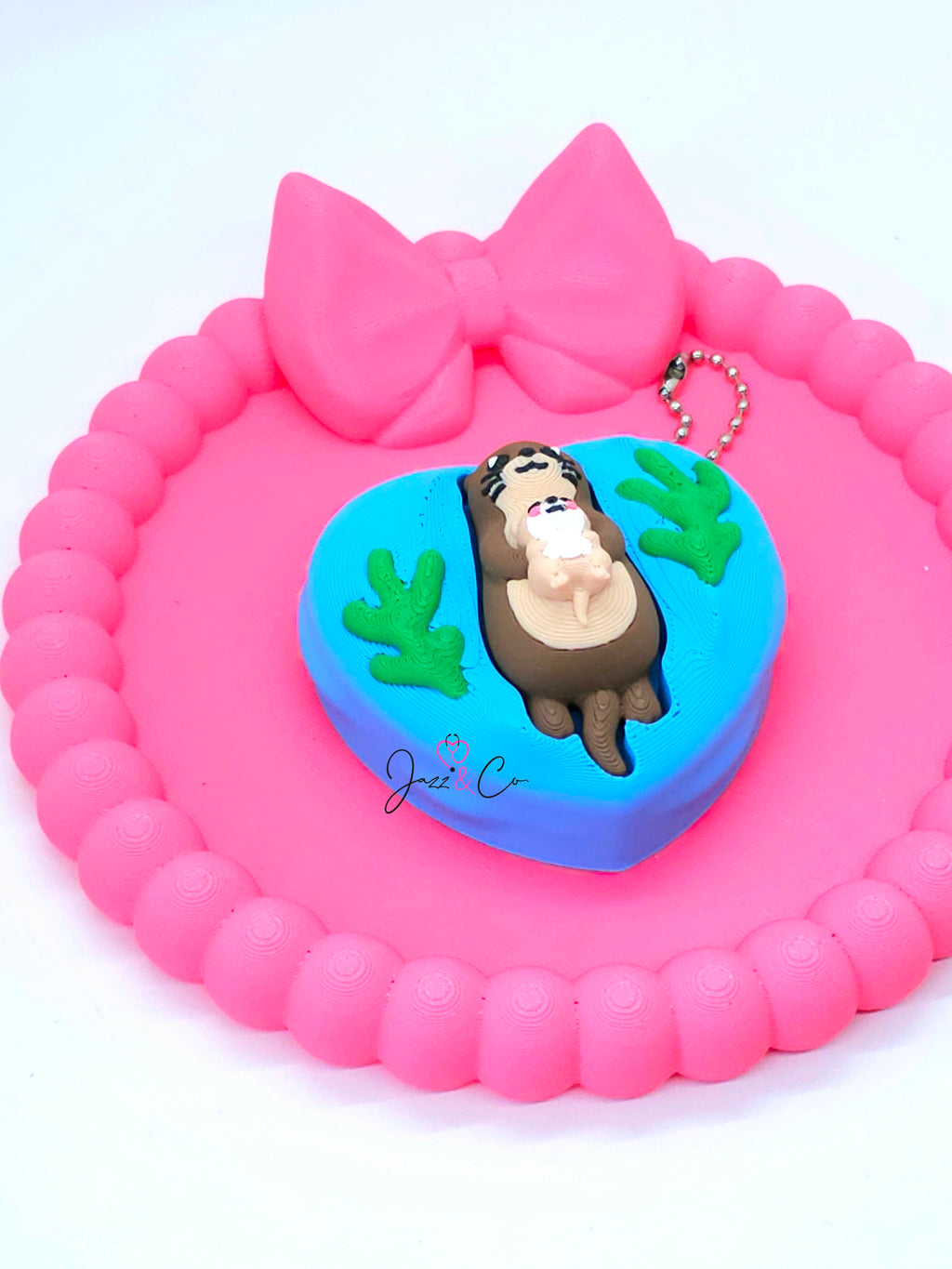 Otter Heart Fidget Clicker Keychain