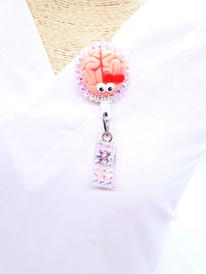 Brain Nursing Badge Reel with Red Bow